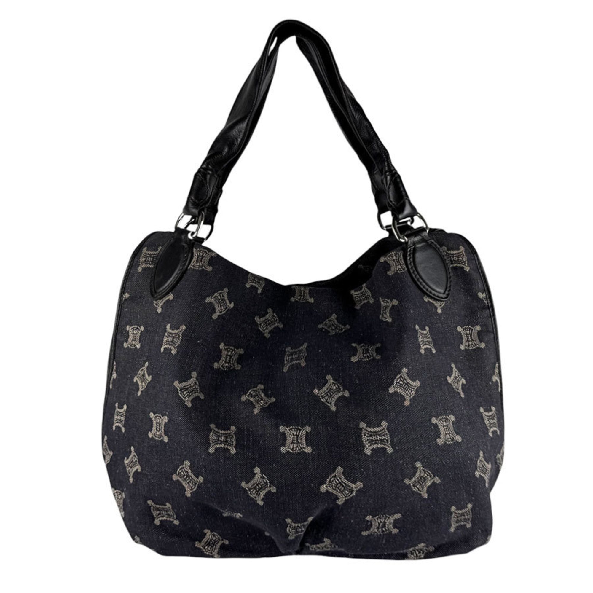Celine Black Denim Leather Handbag (Pre-Owned)