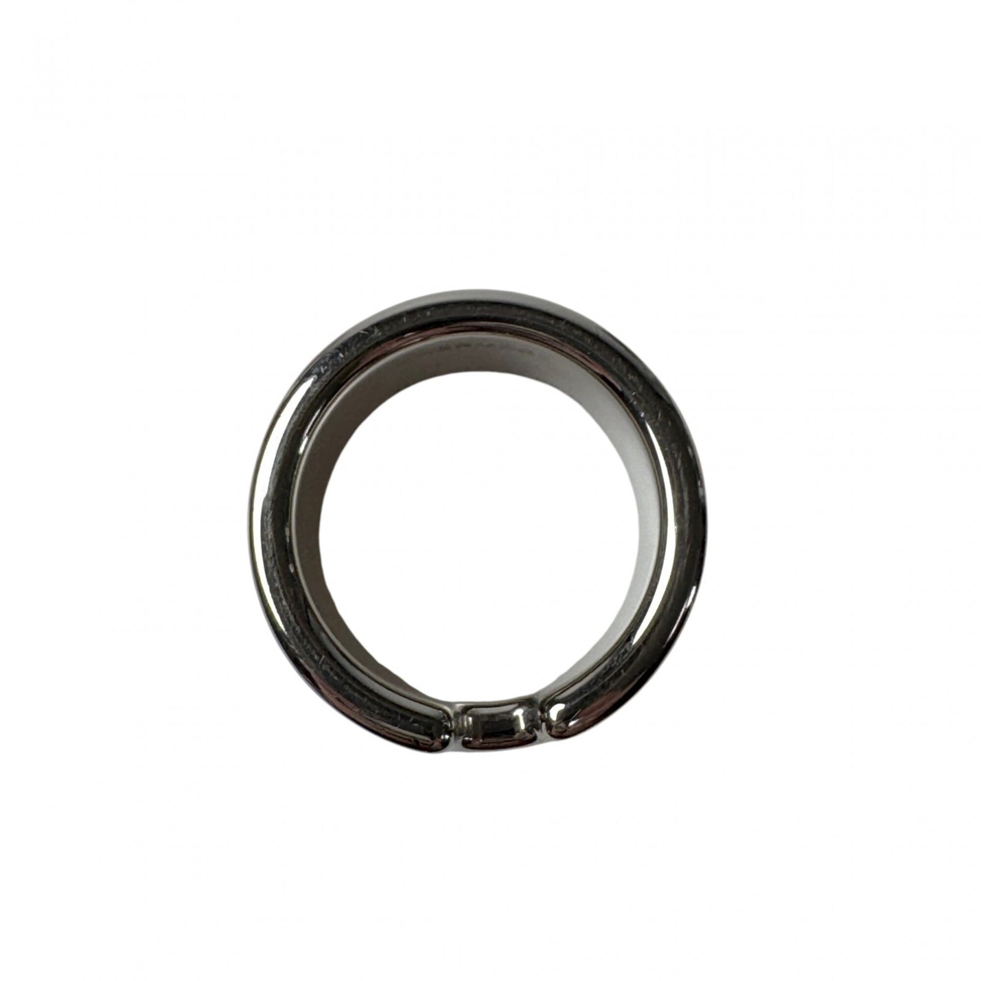 Hermes Silver Black Leather Metal Band Ring (Pre-Owned)