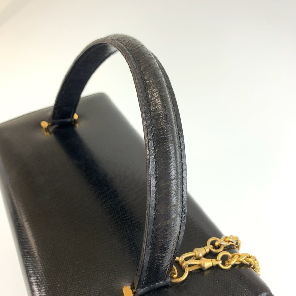 Versace Black Patent Leather Handbag Vanity Bag (Pre-Owned)