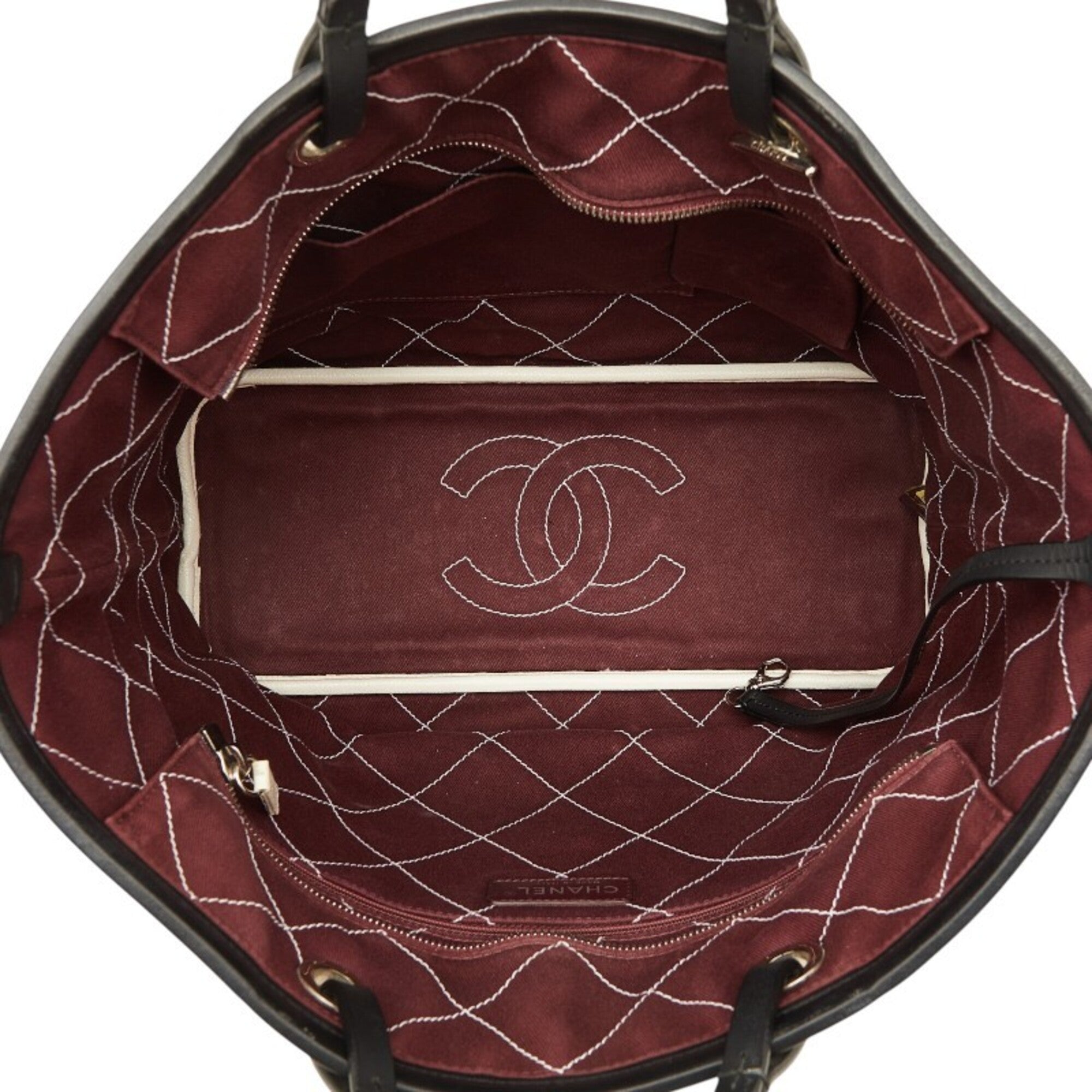 Chanel White Grained Calfskin Shoulder Bag Tote Bag (Pre-Owned)