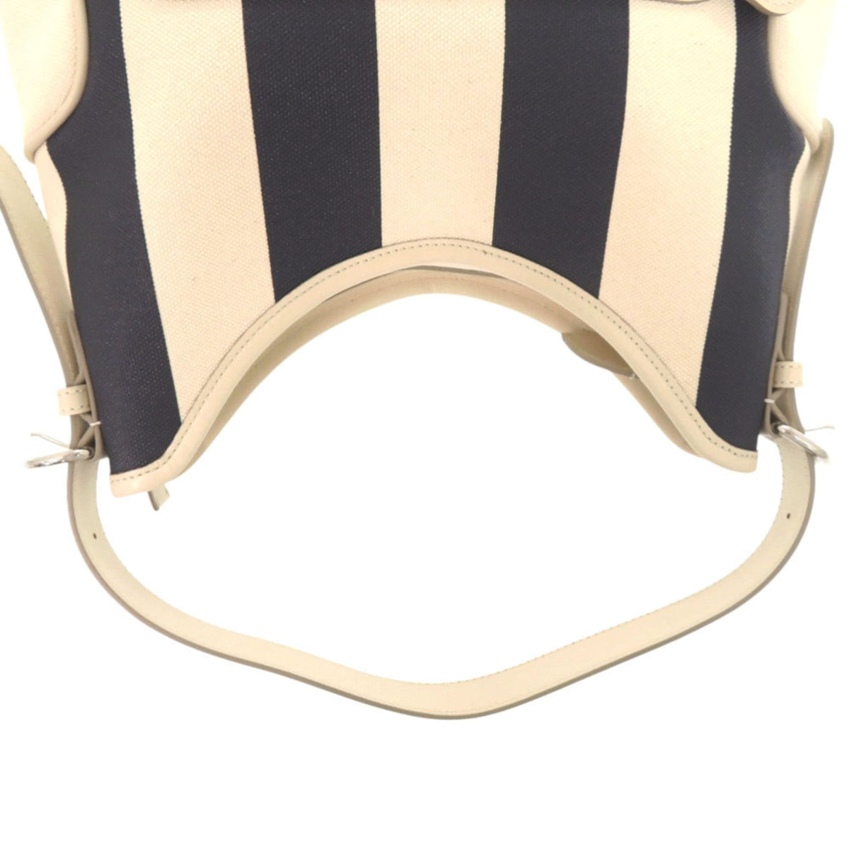 Burberry Ivory Navy Canvas Leather Shoulder Bag (Pre-Owned)