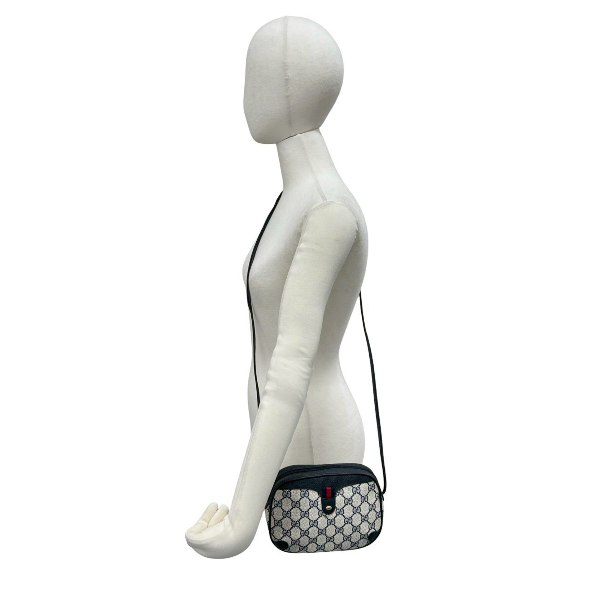 Gucci Navy Red Color Leather Pvc Pochette Shoulder Bag (Pre-Owned)