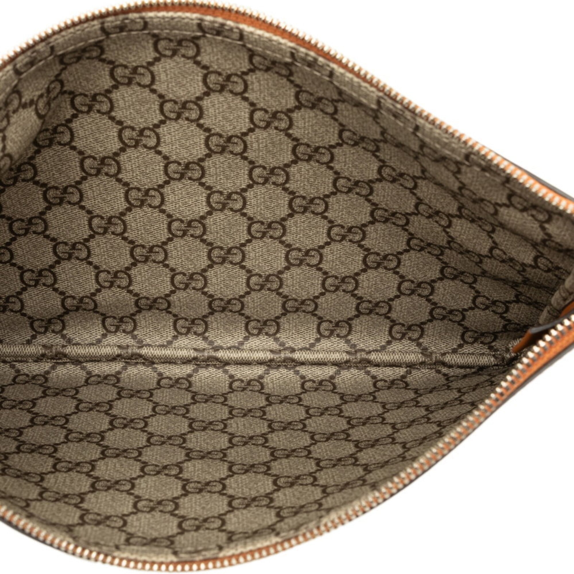 Gucci Beige Brown Gg Supreme Clutch Bag Handbag Pouch (Pre-Owned)