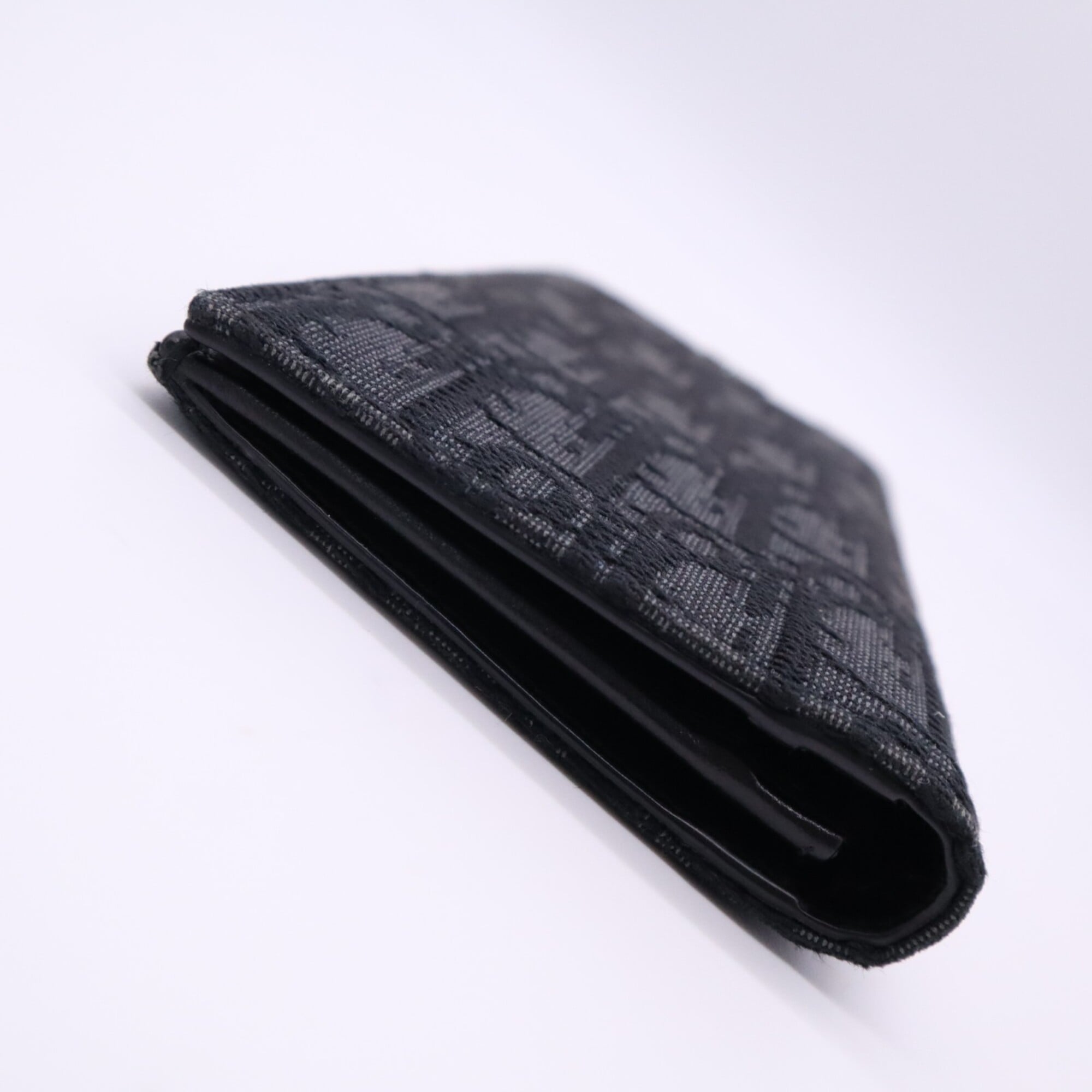 Christian Dior Black Canvas Leather Long Wallet (Bi-Fold) (Pre-Owned)
