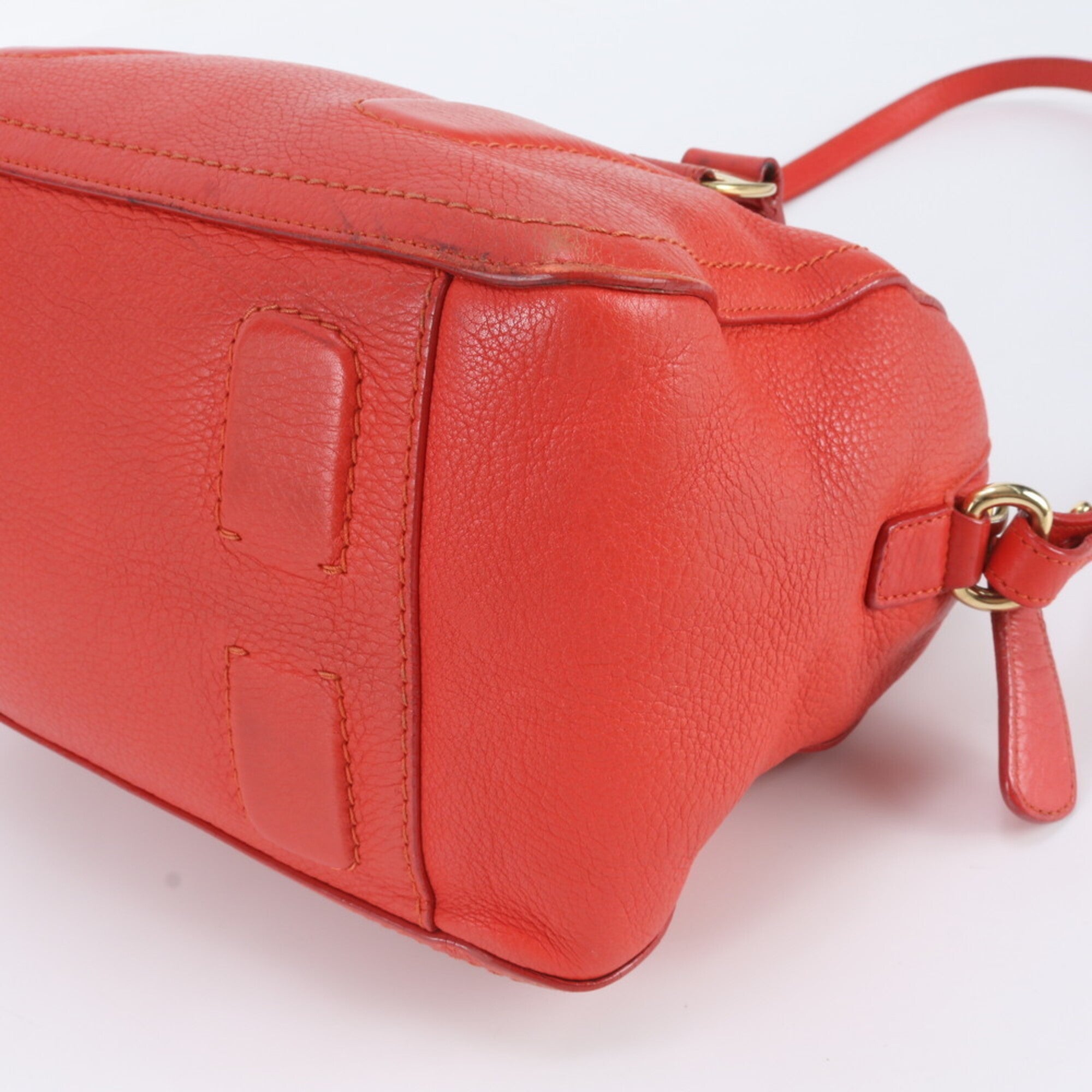 Salvatore Ferragamo Vara Red Color Leather Handbag Shoulder Bag Tote Bag (Pre-Owned)