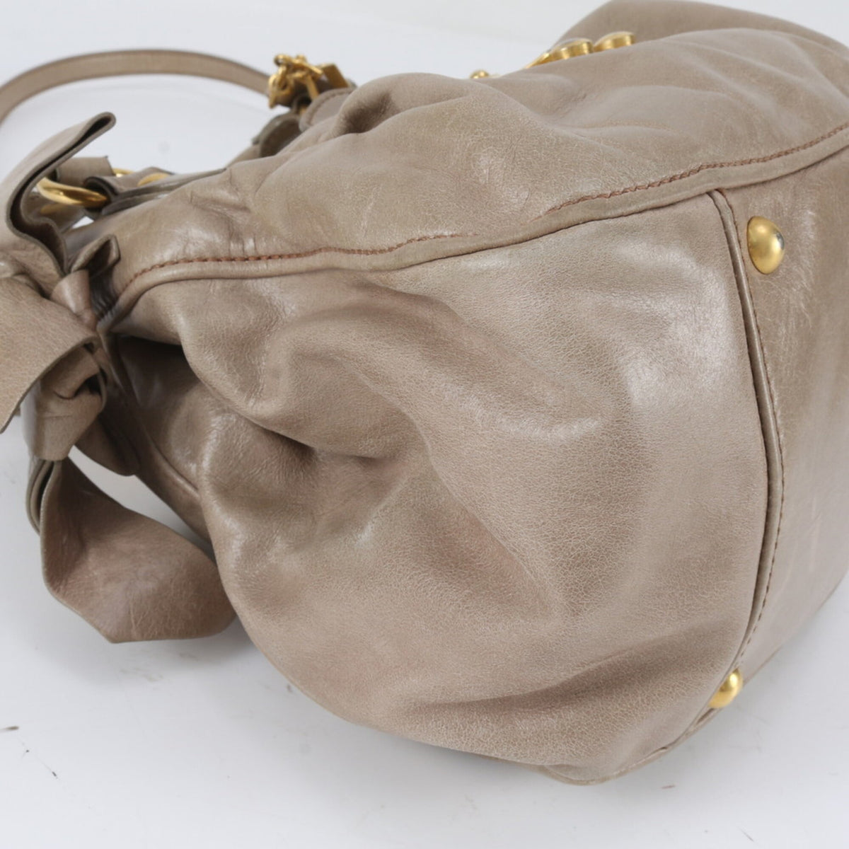 Miu Miu Beige Leather Crossbody Bag Handbag Shoulder Bag Tote Bag (Pre-Owned)