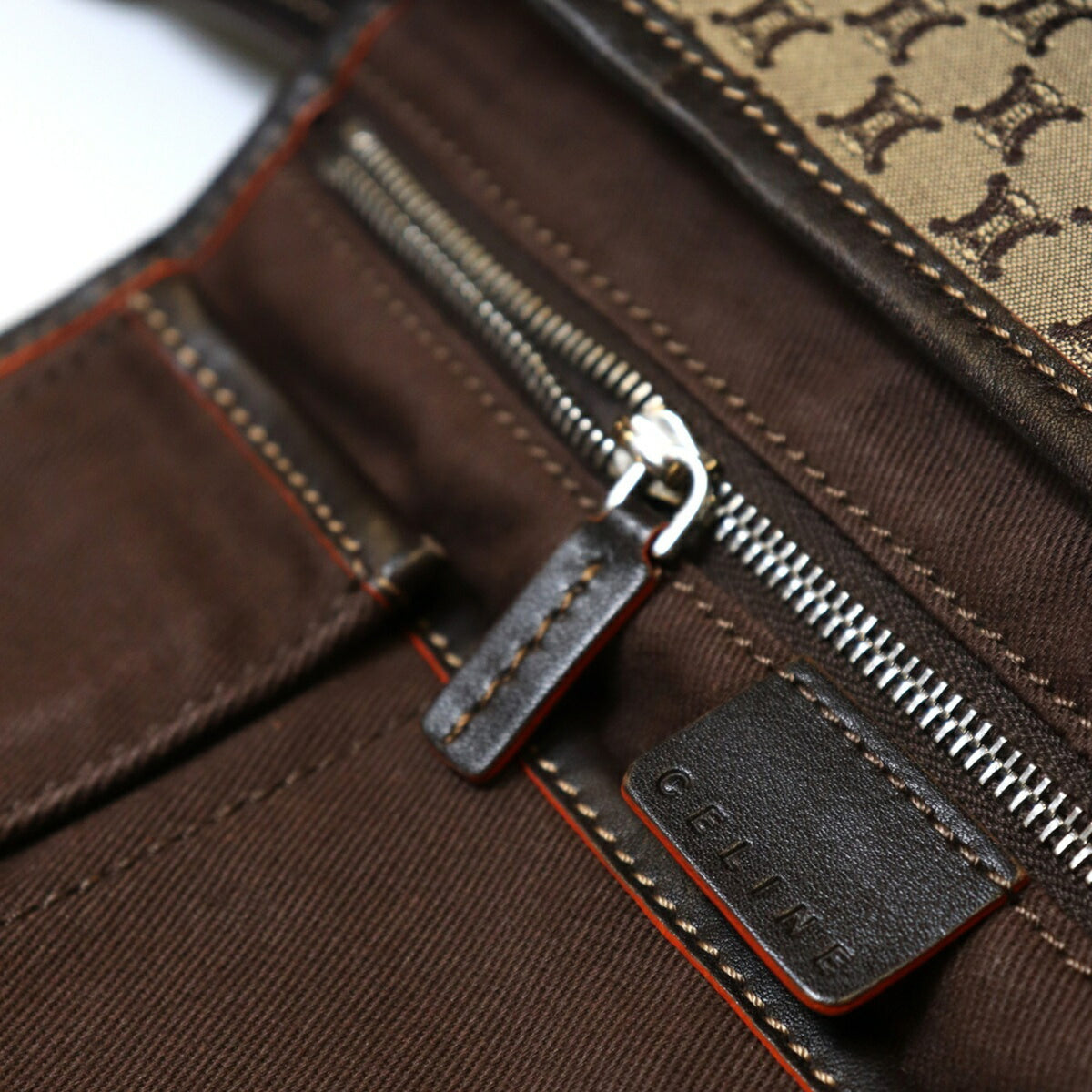 Celine Brown Canvas Shoulder Bag (Pre-Owned)