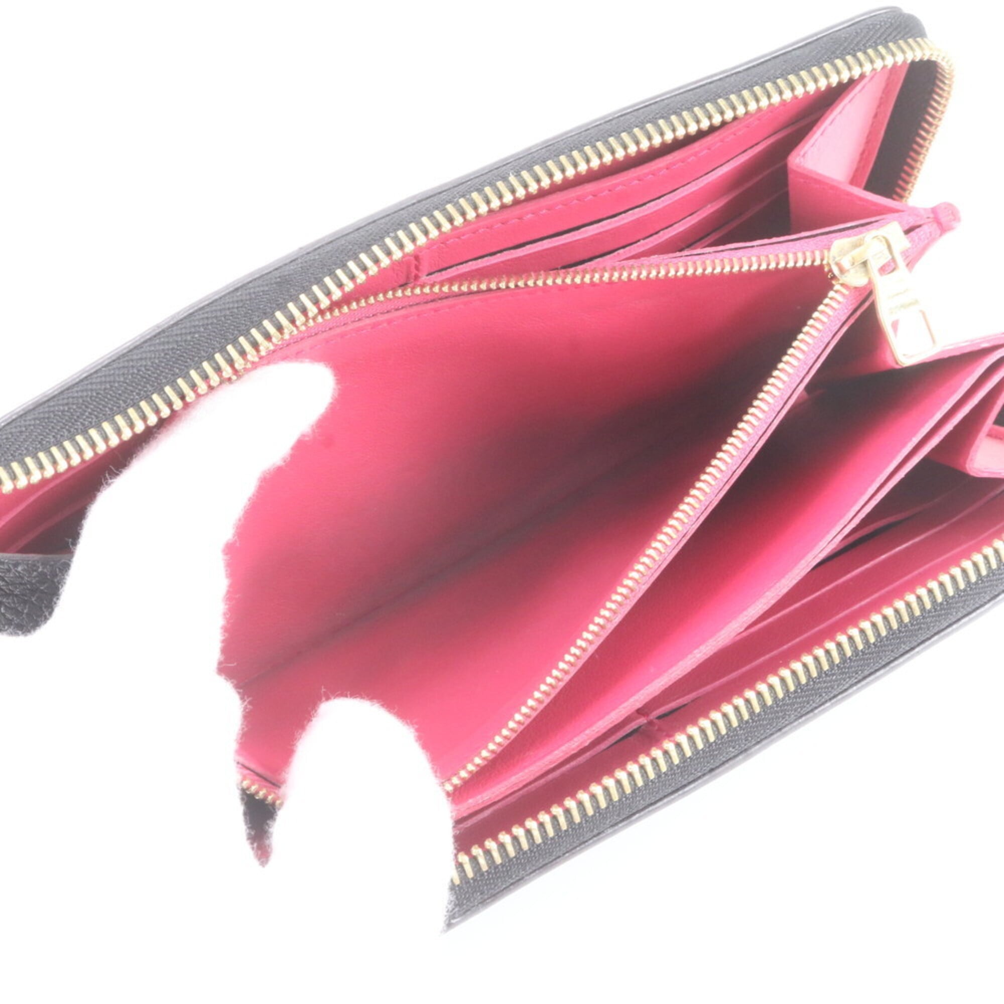 Louis Vuitton Noir Pink Leather Long Wallet (Bi-Fold) (Pre-Owned)