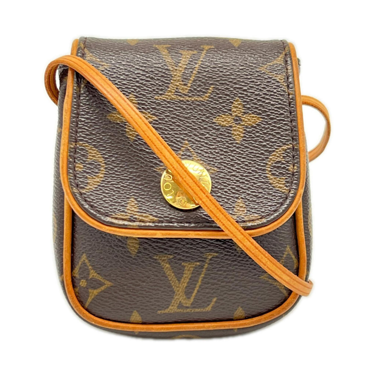 Louis Vuitton Beige Brown Coated Canvas Leather Pochette Shoulder Bag (Pre-Owned)
