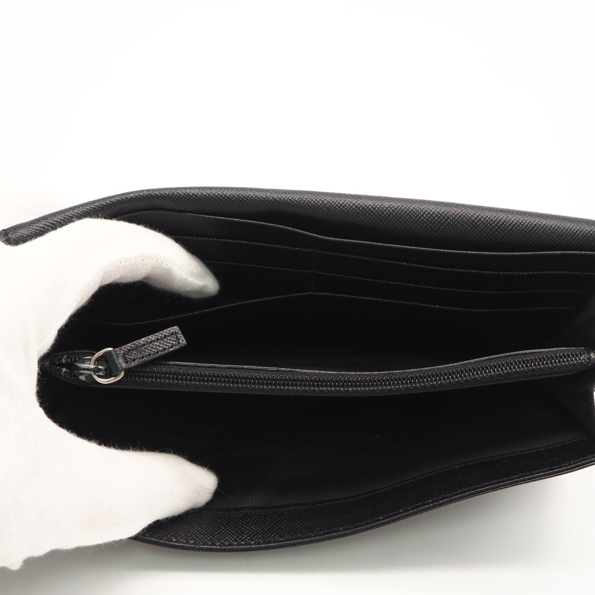 Prada Saffiano Black Nylon Saffiano Long Wallet (Bi-Fold) (Pre-Owned)