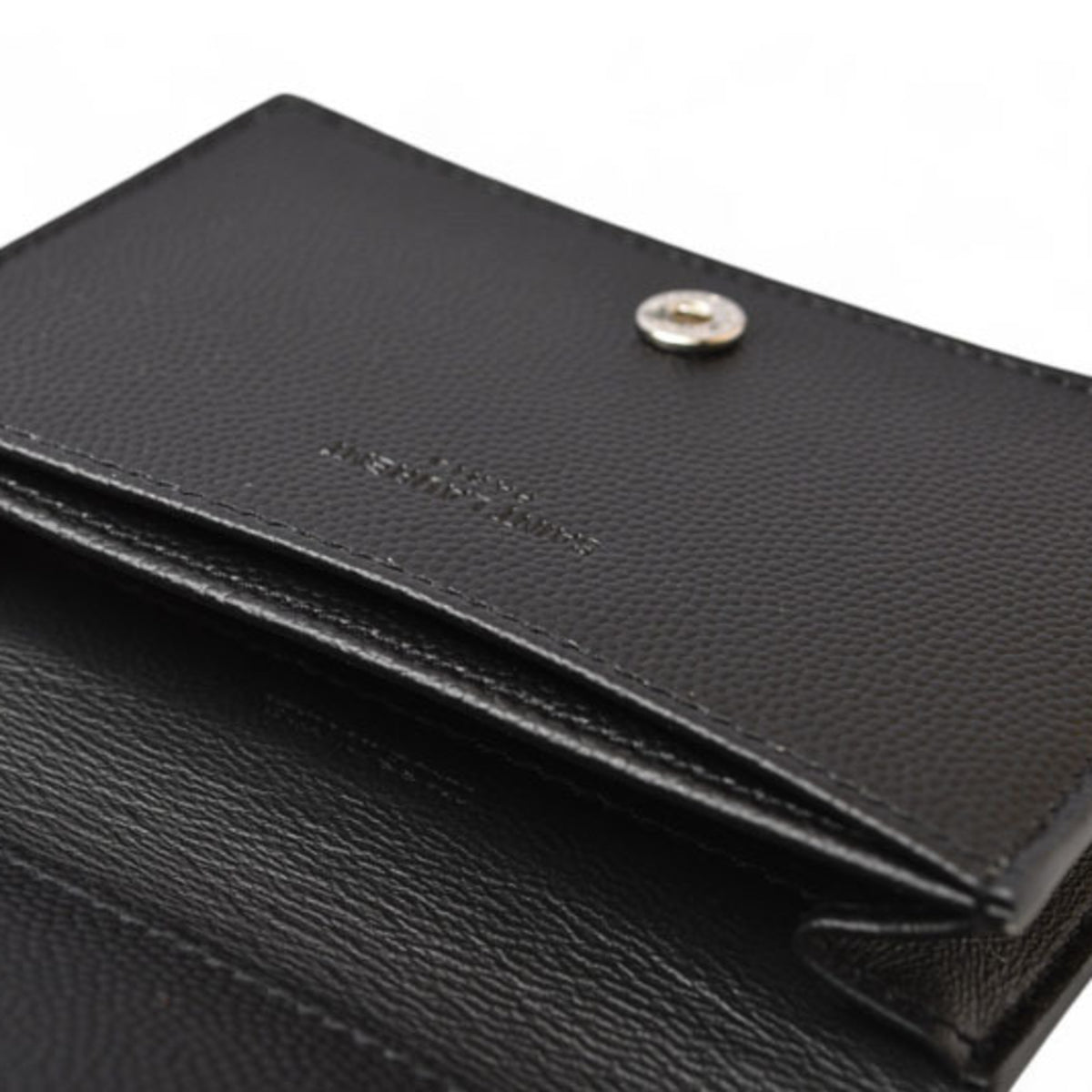 Saint Laurent Silver Black Leather Coin Purse/Coin Case (Pre-Owned)