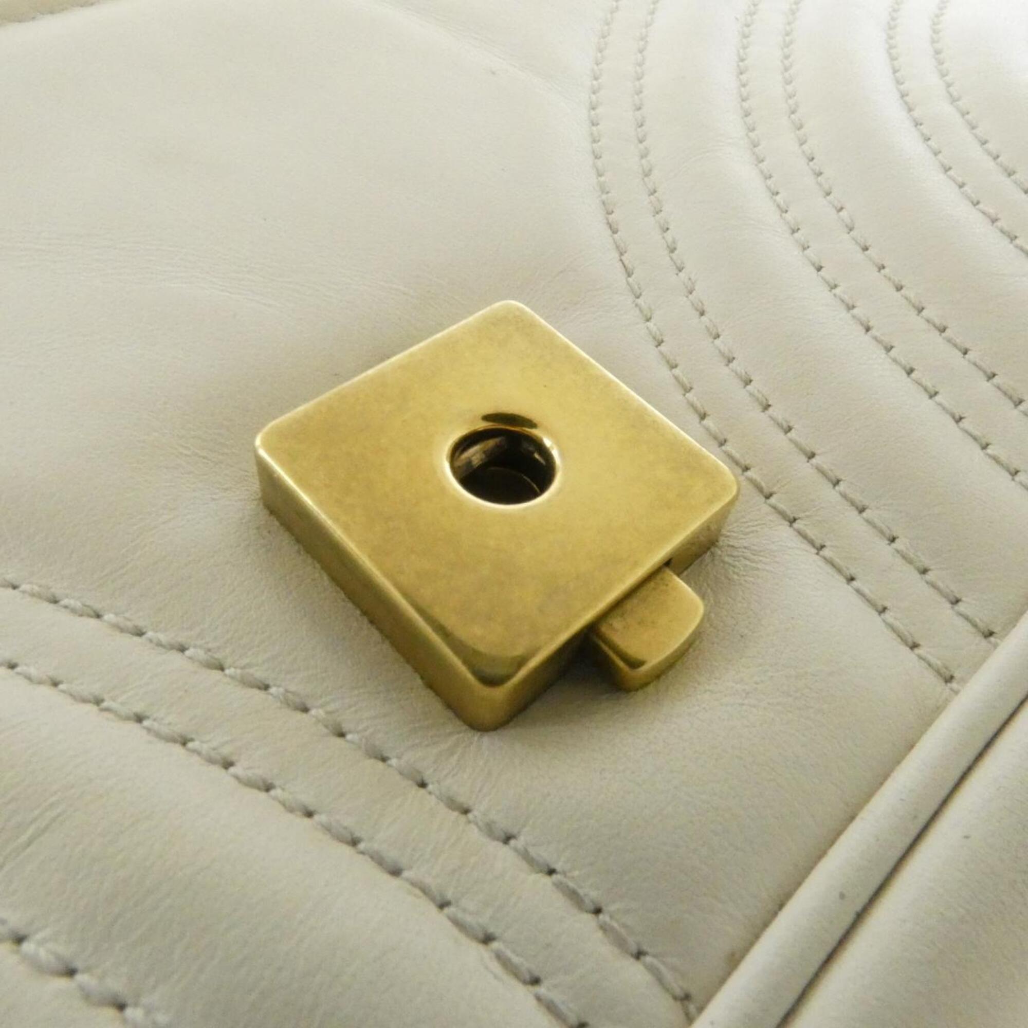 Gucci Gg Marmont White Leather Shoulder Bag (Pre-Owned)