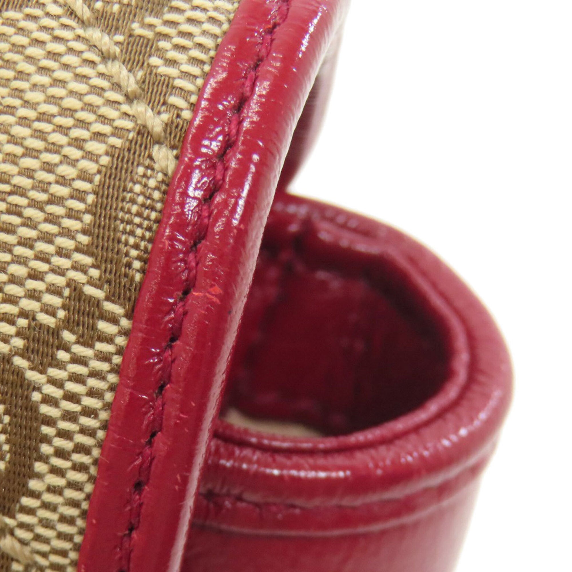 Gucci Red Color Canvas Leather Shoulder Bag (Pre-Owned)