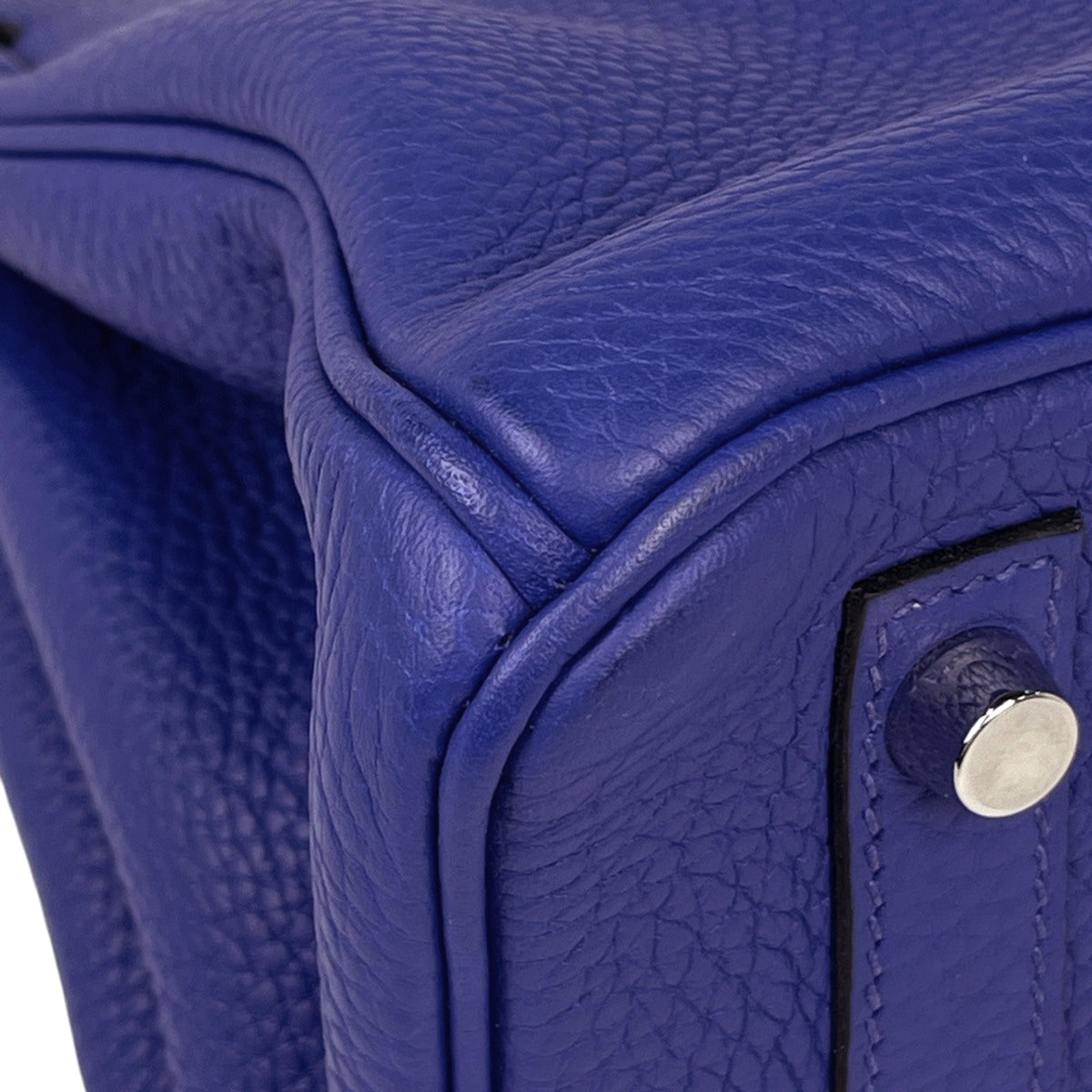Hermes Birkin Blue Electric Taurillon Clemence Leather Handbag (Pre-Owned)