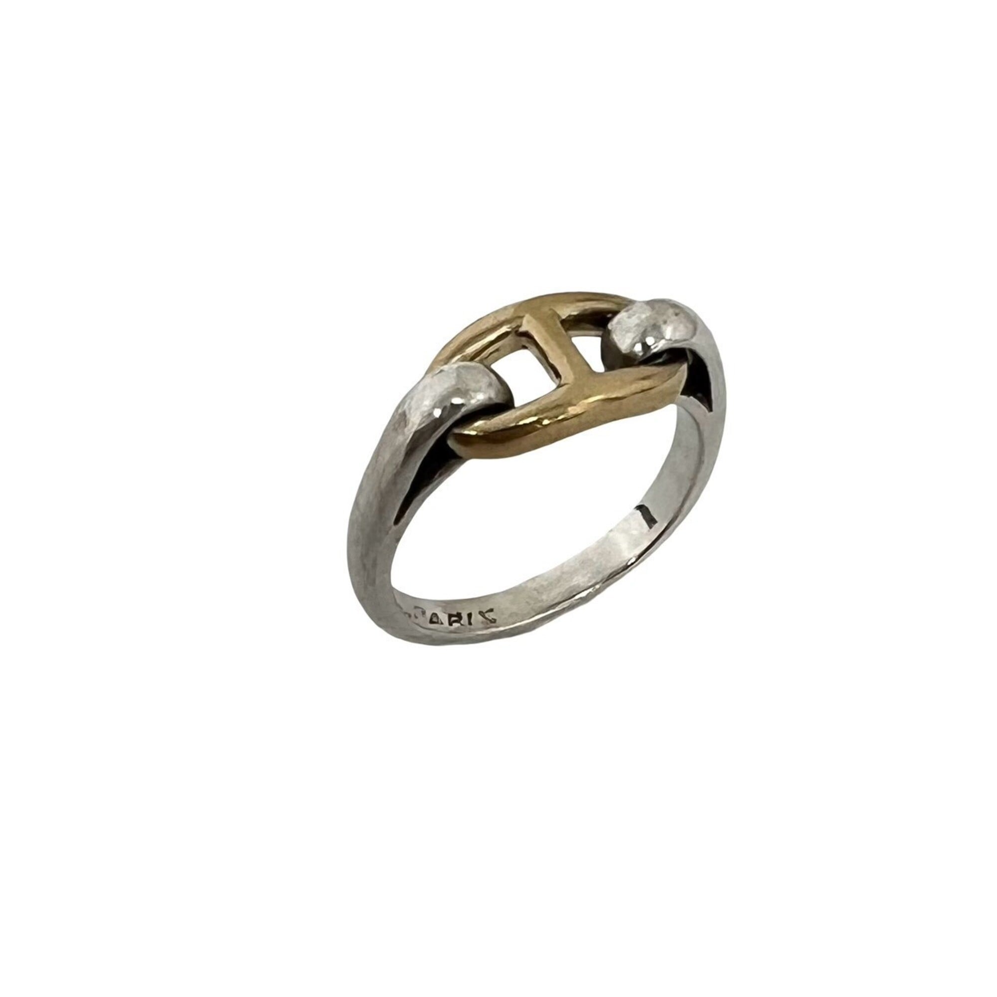 Hermes Gold Silver Yellow Gold (18K) Silver 925 Band Ring (Pre-Owned)
