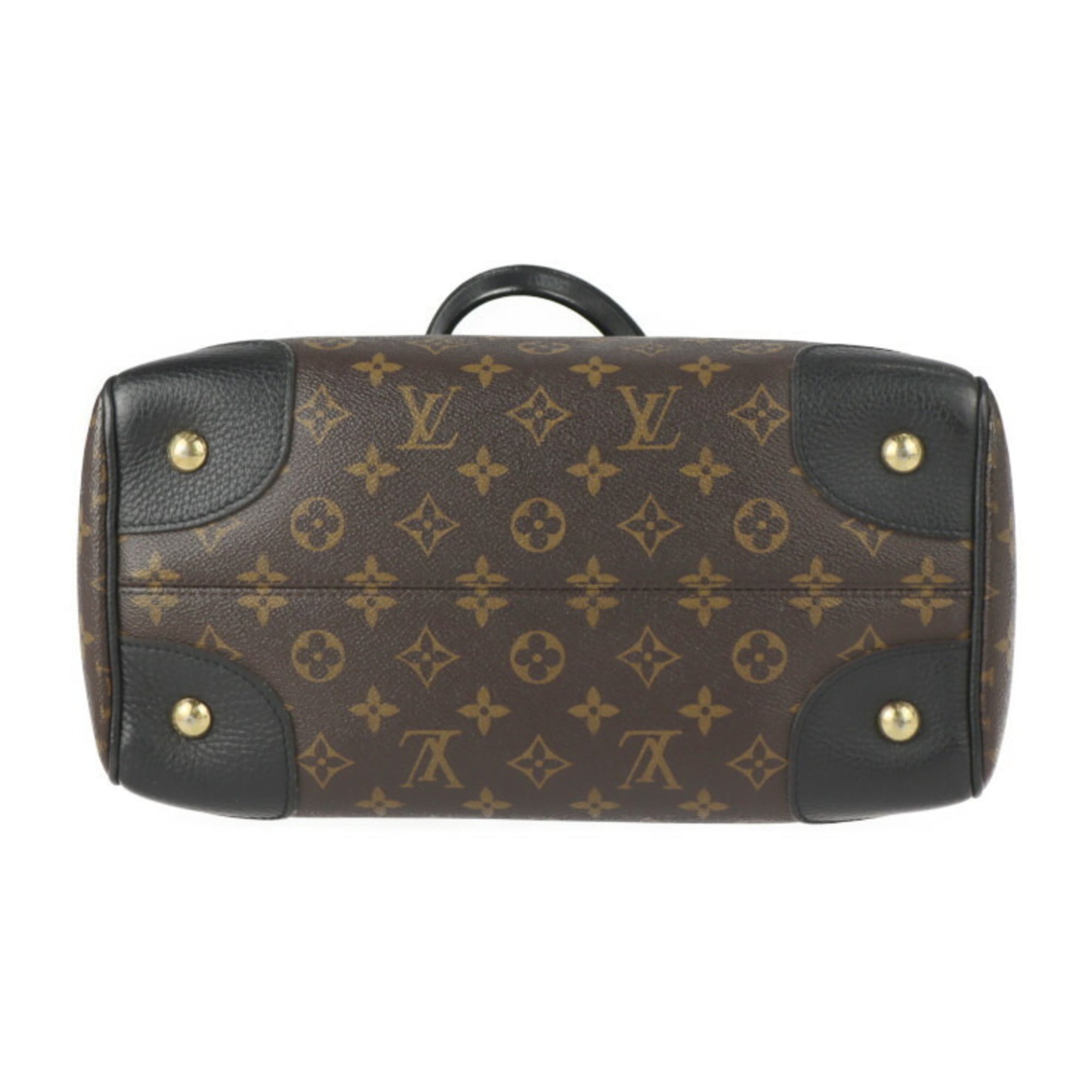 Louis Vuitton Black Brown Monogram Monogram Leather Boston Bag Handbag Shoulder Bag Tote Bag (Pre-Owned)