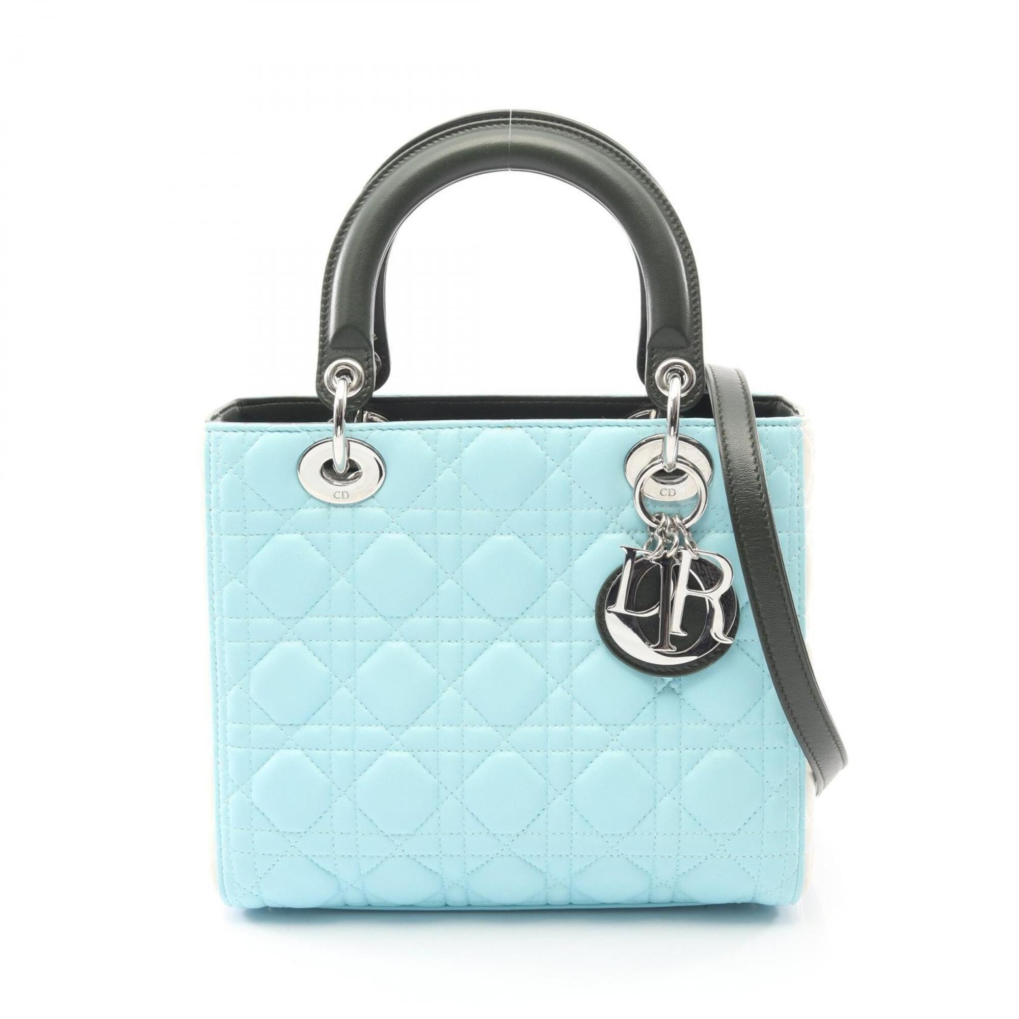 Christian Dior Blue Green White Leather Handbag (Pre-Owned)