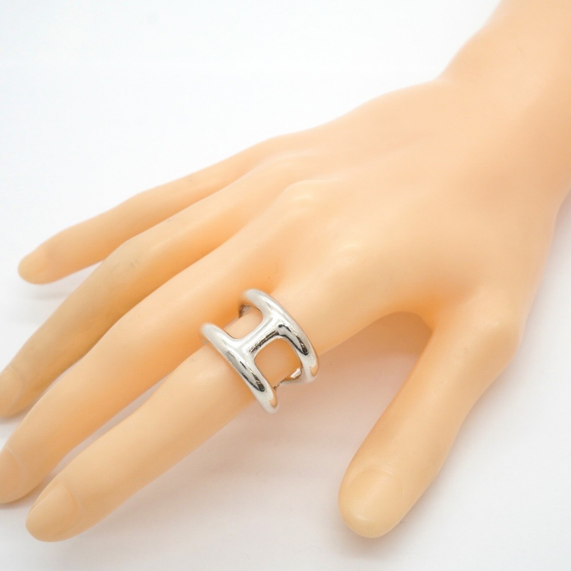Hermes Silver 925 Band Ring (Pre-Owned)