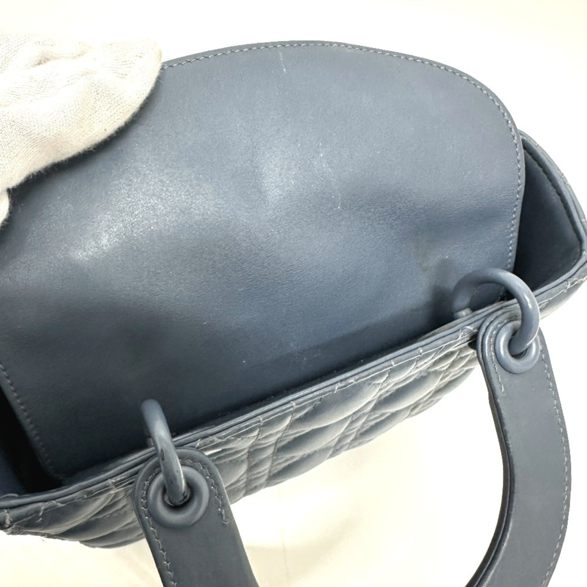 Christian Dior Blue Leather Handbag Shoulder Bag (Pre-Owned)