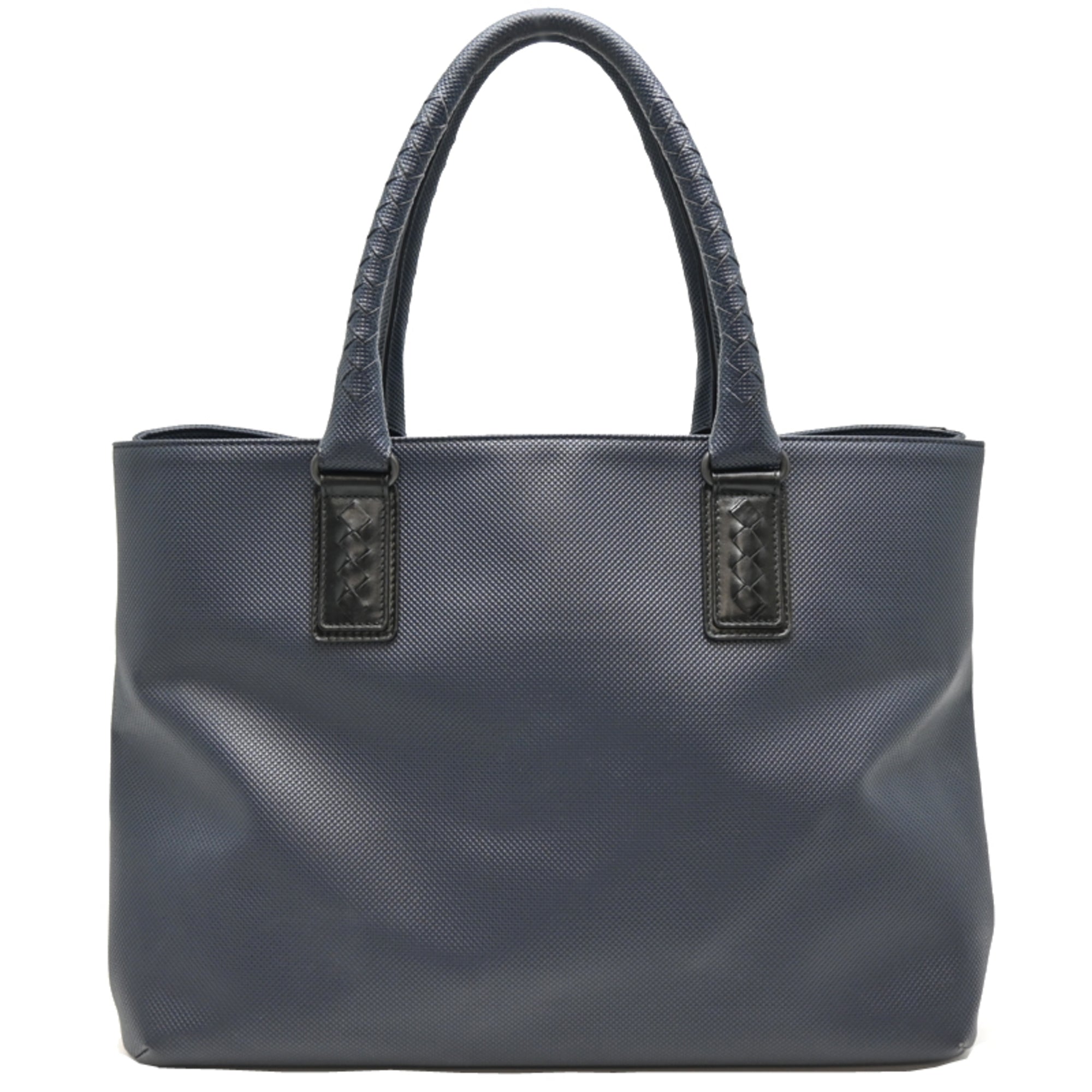 Bottega Veneta Navy Leather Pvc Tote Bag (Pre-Owned)