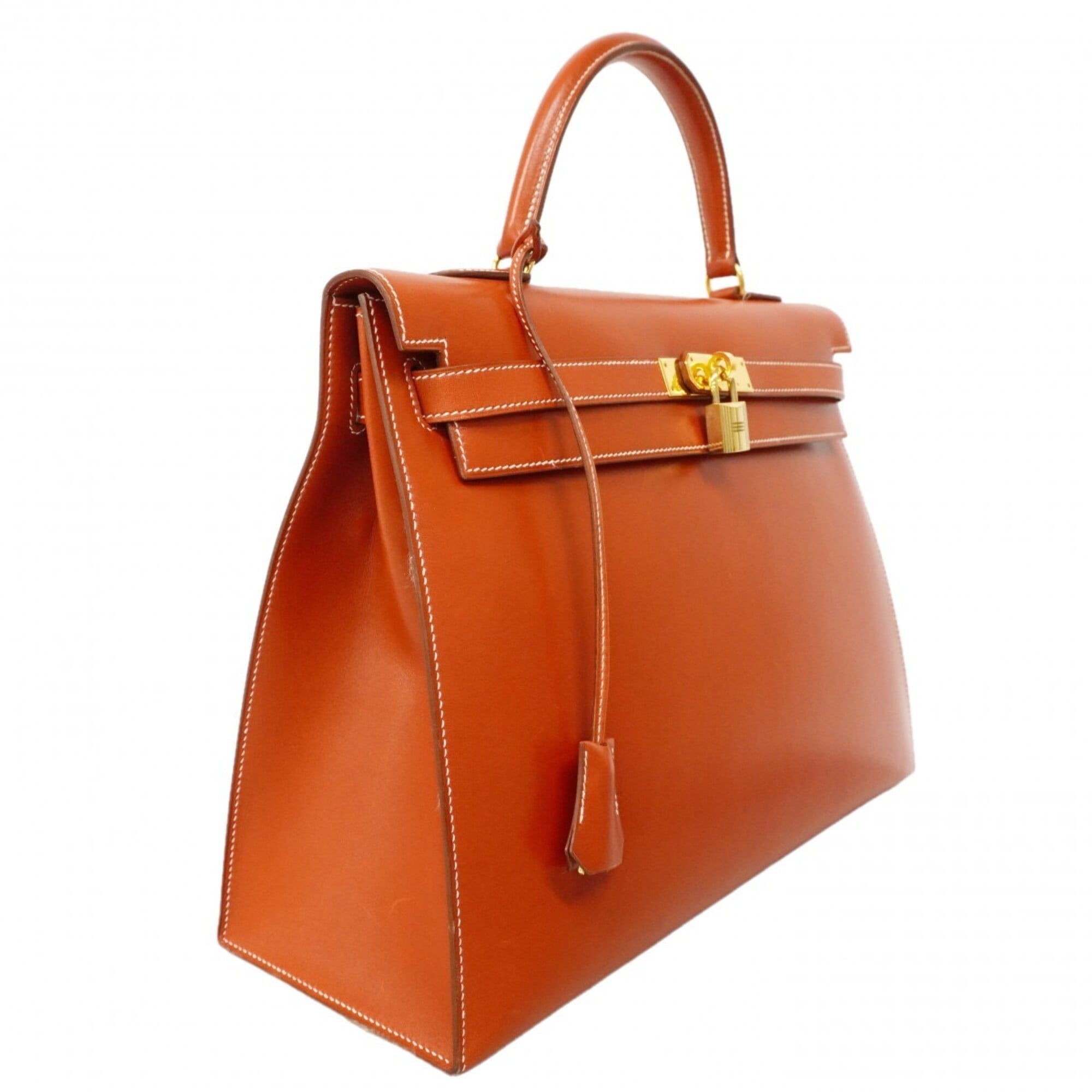 Hermes Brique Box Calf Leather Handbag (Pre-Owned)