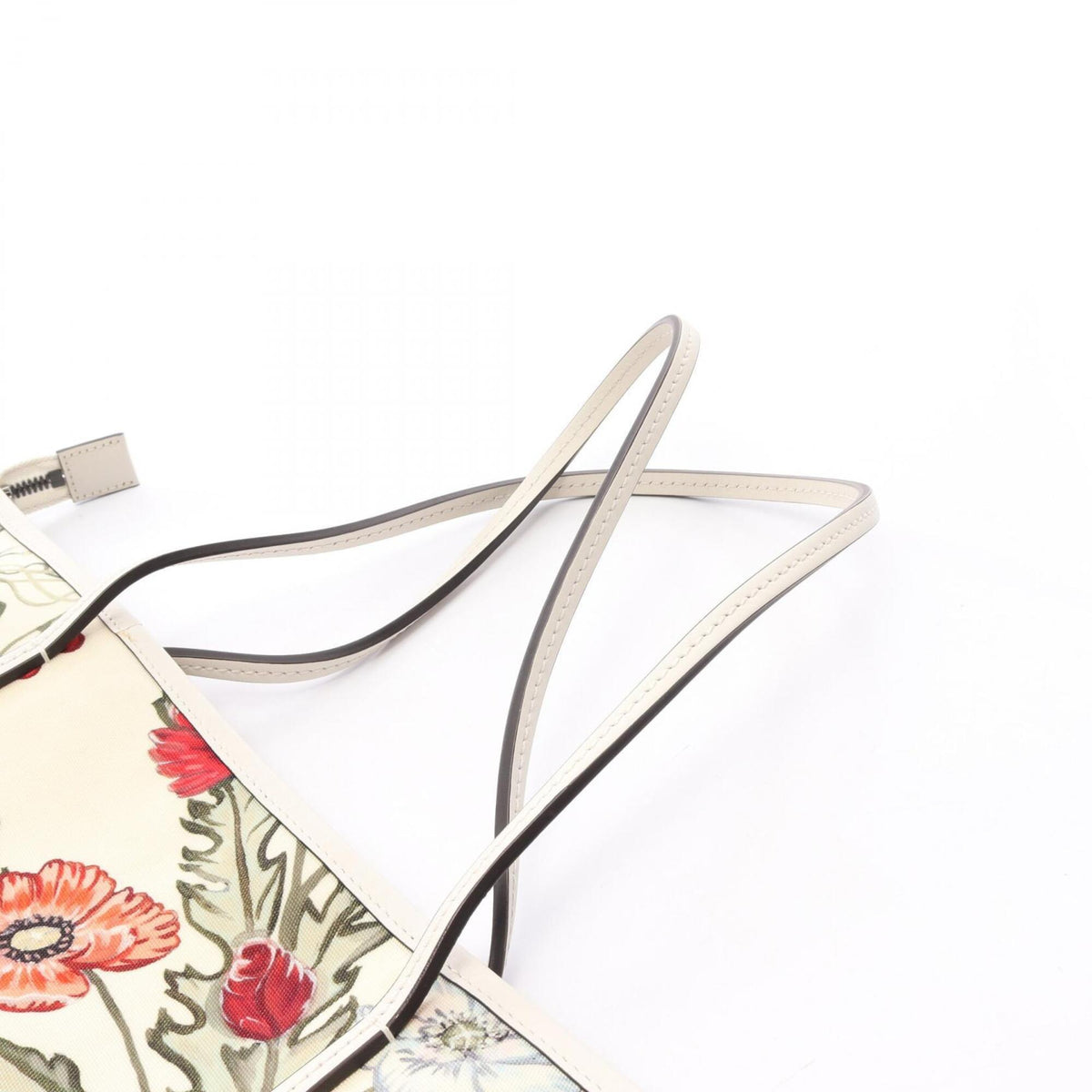Gucci Ivory Multi-Color Leather Nylon Canvas Handbag Tote Bag (Pre-Owned)