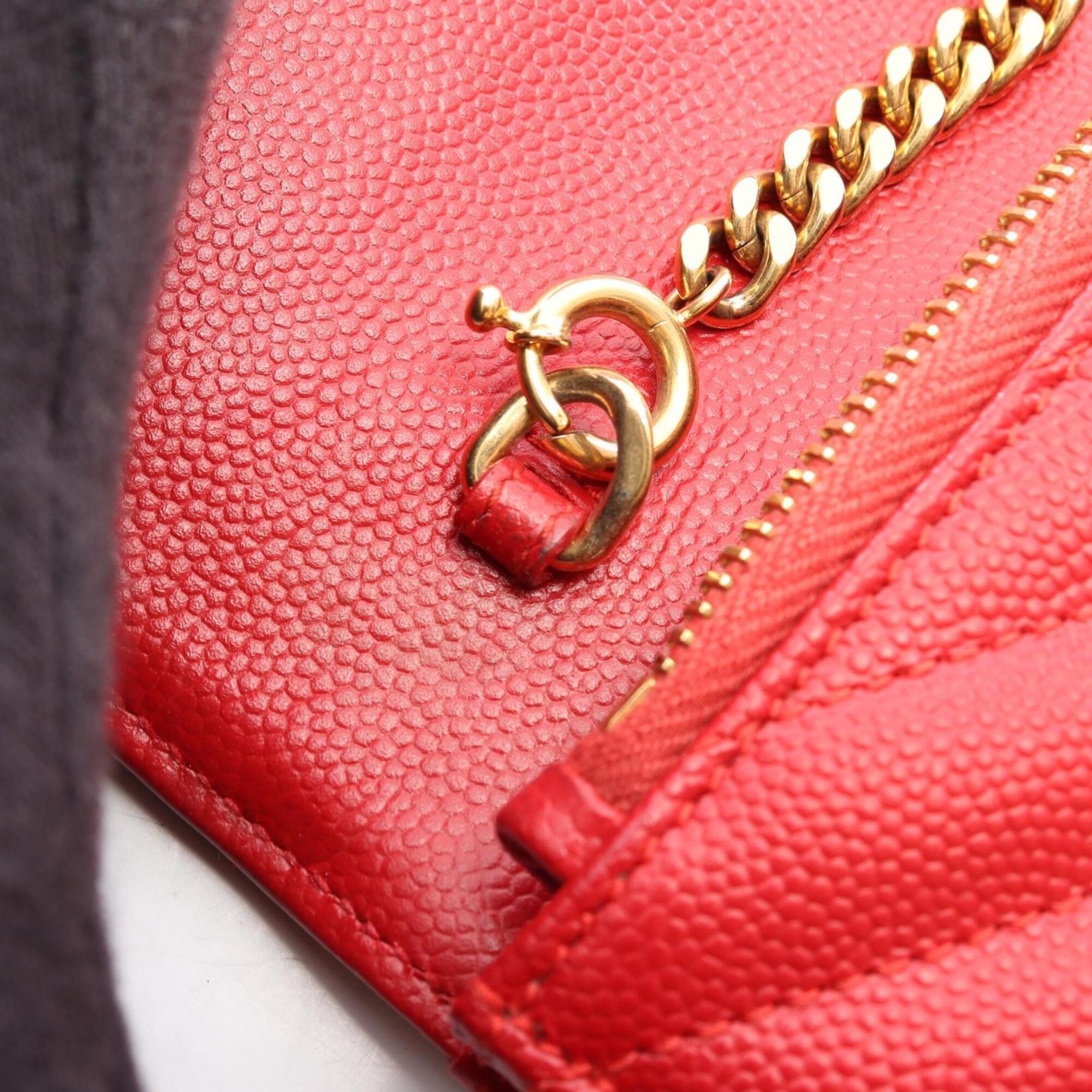 Yves Saint Laurent Red Color Leather Handbag Shoulder Bag (Pre-Owned)