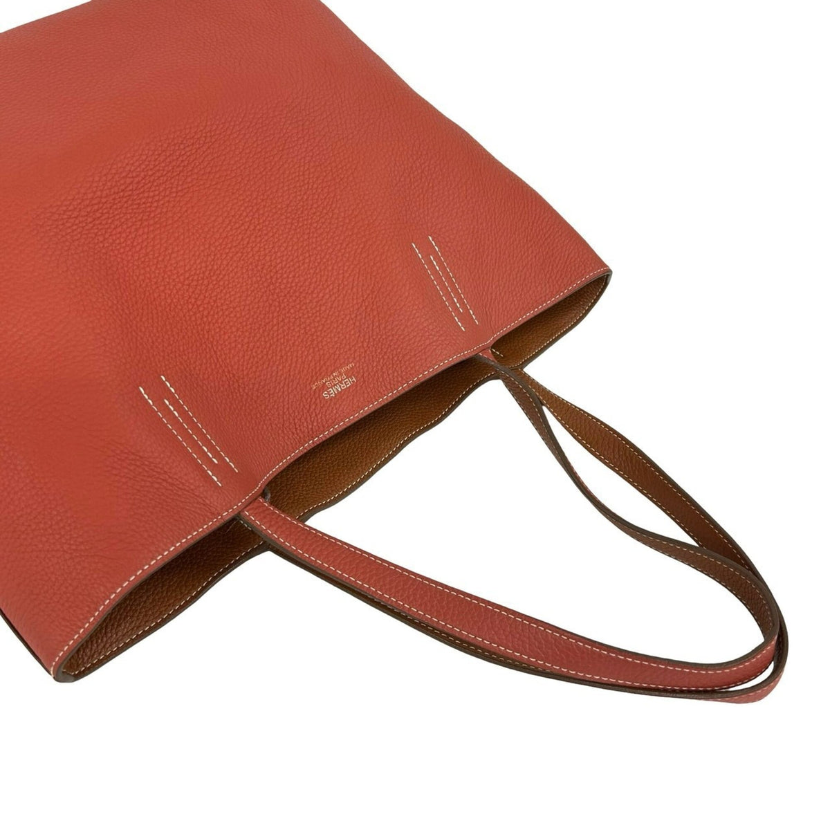 Hermes Brown Orange Taurillon Clemence Leather Tote Bag (Pre-Owned)
