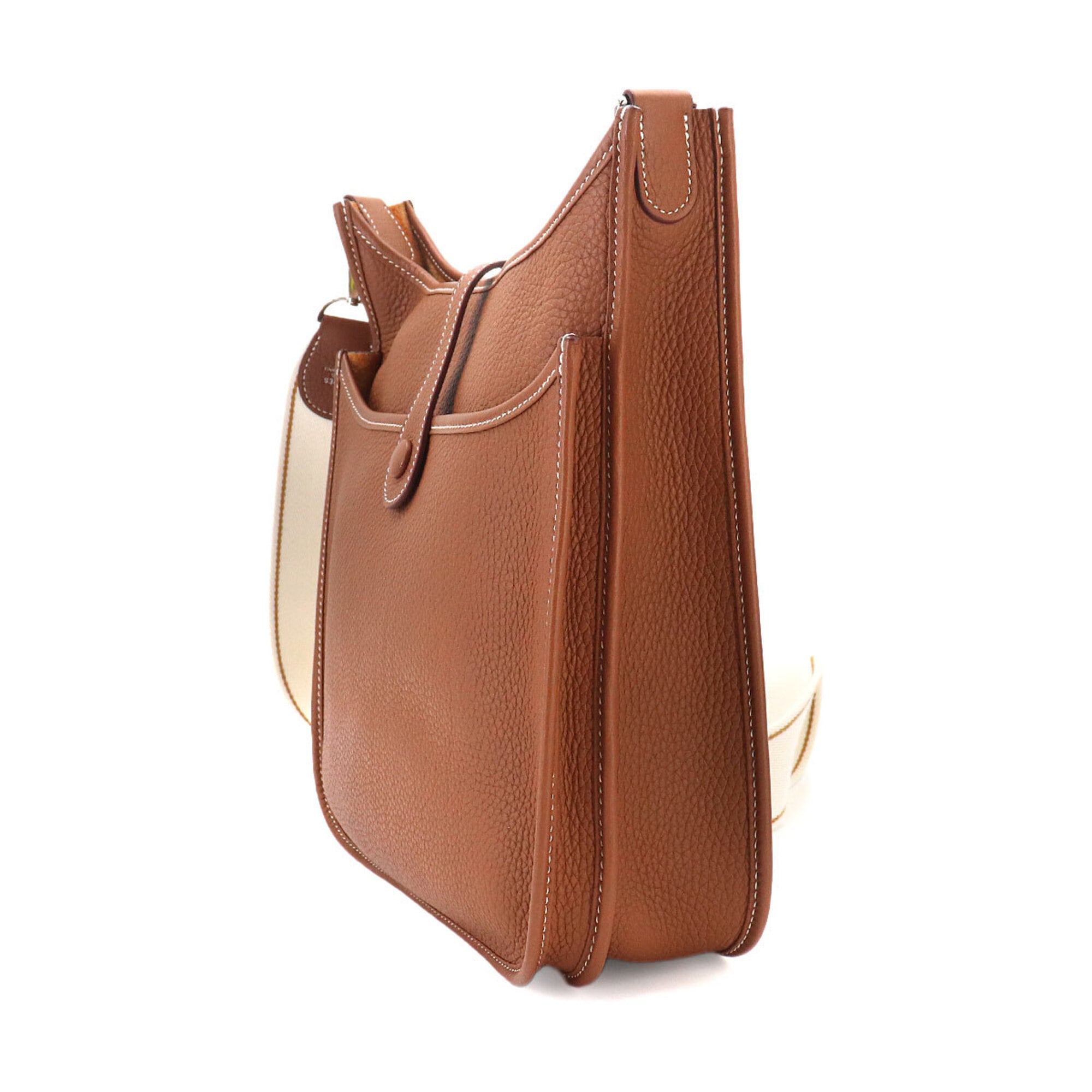 Hermes Evelyne Gold Taurillon Clemence Leather Handbag Shoulder Bag (Pre-Owned)