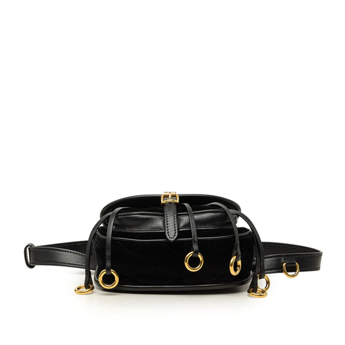 Prada Black Gold Leather Shoulder Bag (Pre-Owned)