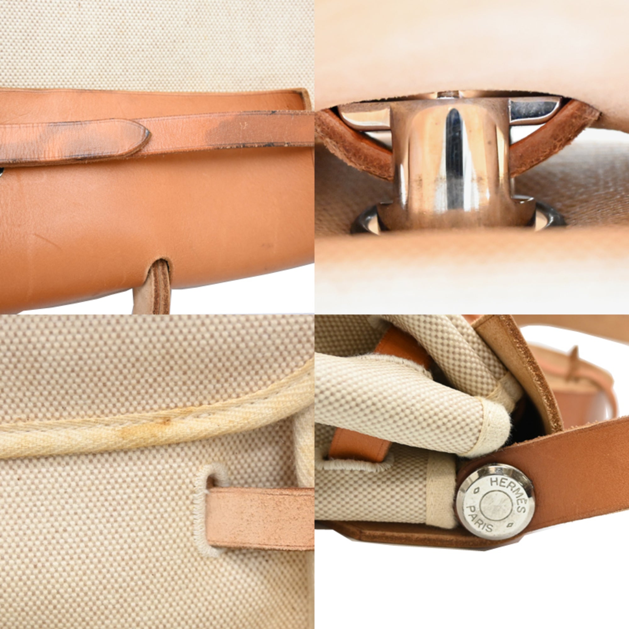 Hermes Beige Natural Toile H Handbag (Pre-Owned)