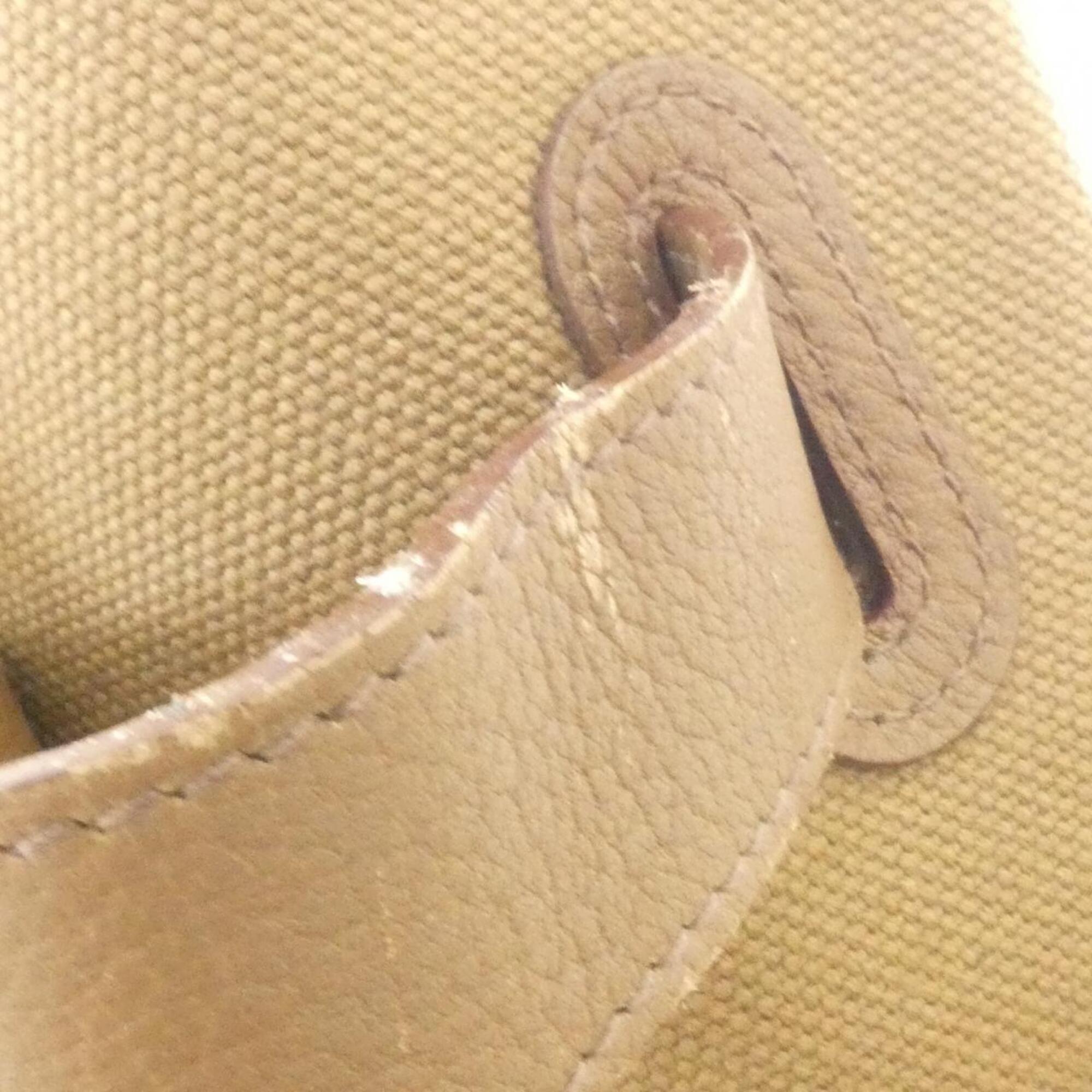 Hermes Khaki Canvas Handbag (Pre-Owned)