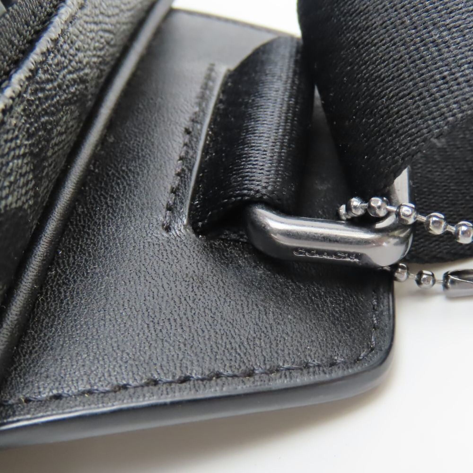 Coach Signature Black Gray Pvc Coated Canvas Leather Sling Bag (Pre-Owned)