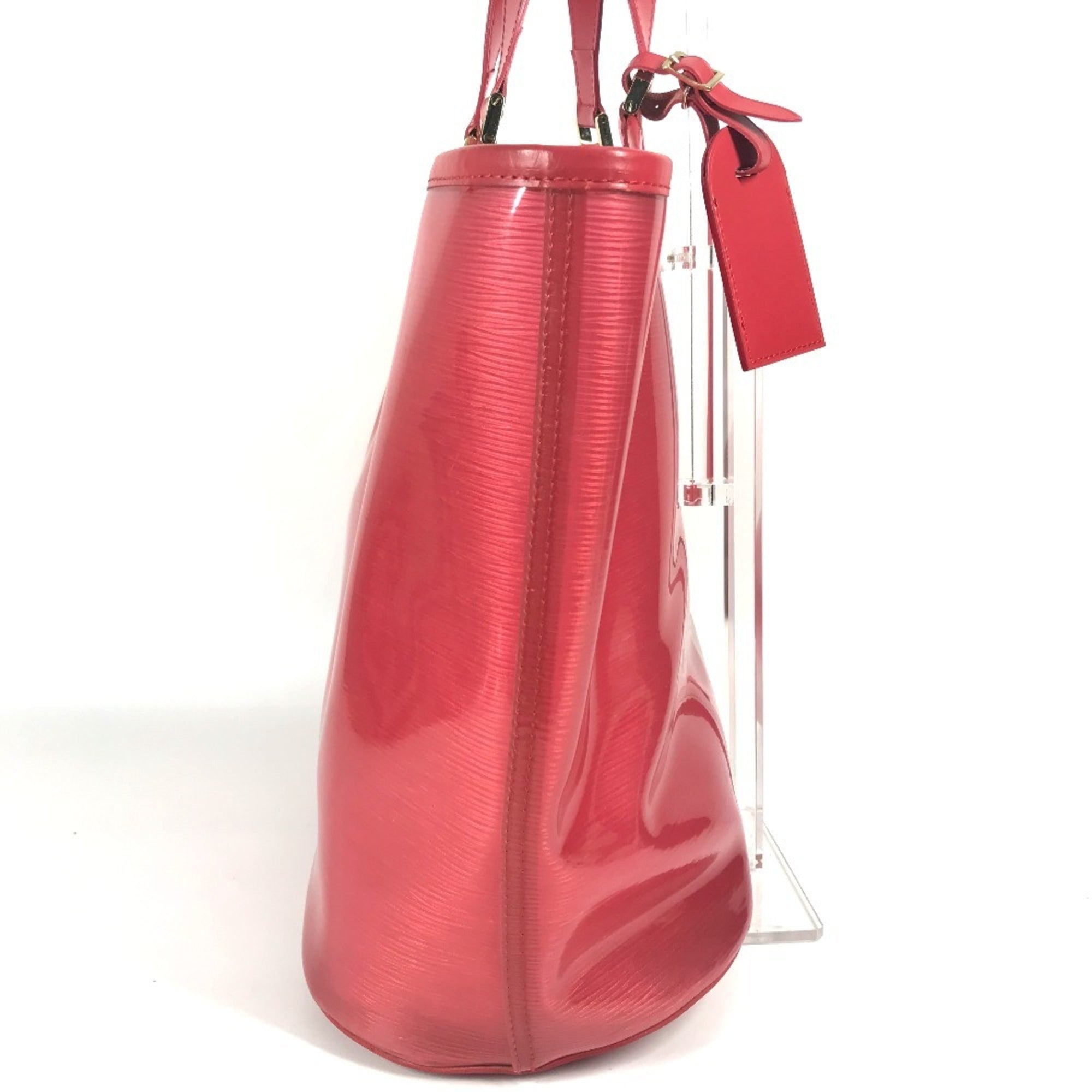 Louis Vuitton Red Color Vinyl Leather Handbag Tote Bag (Pre-Owned)