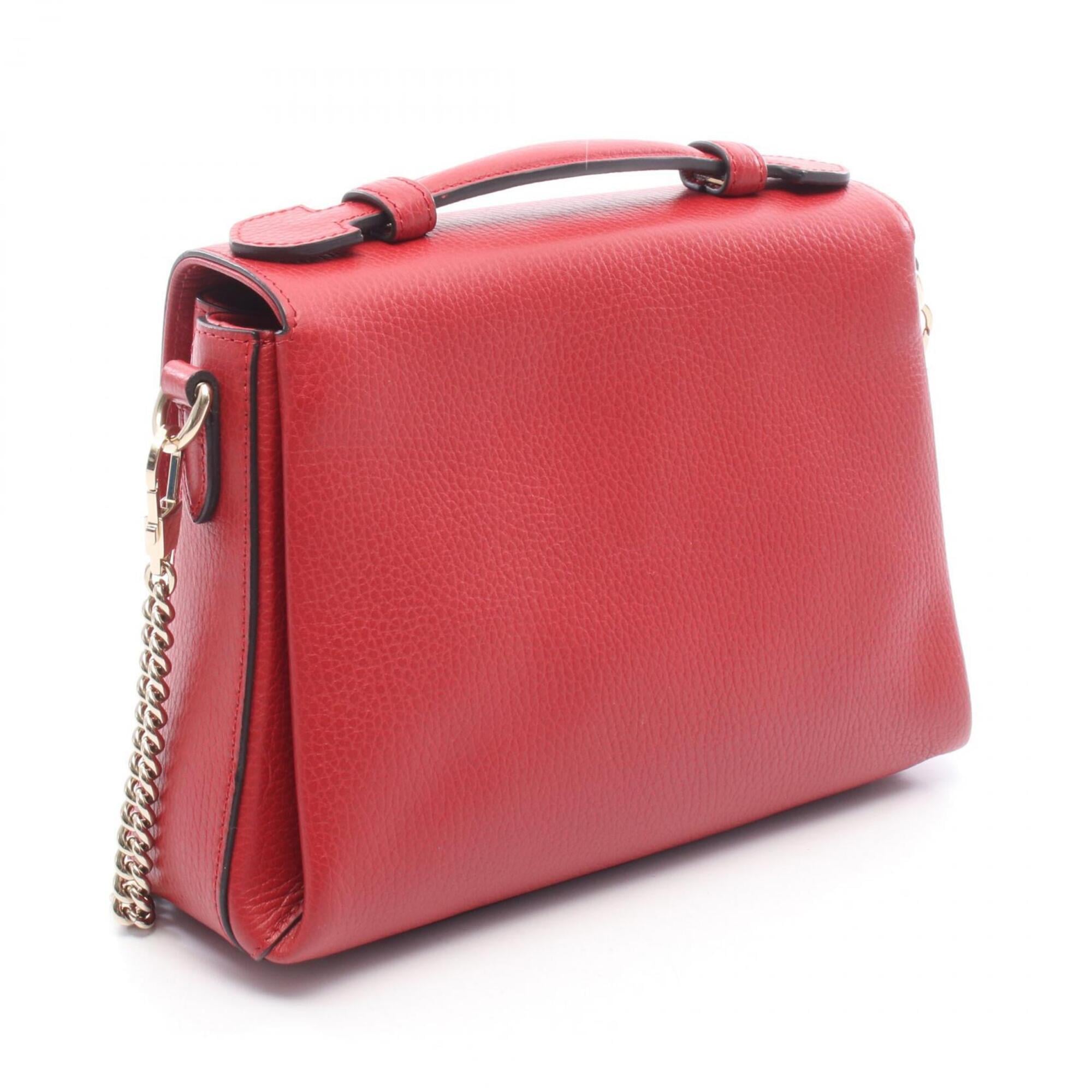 Gucci Red Color Leather Handbag (Pre-Owned)