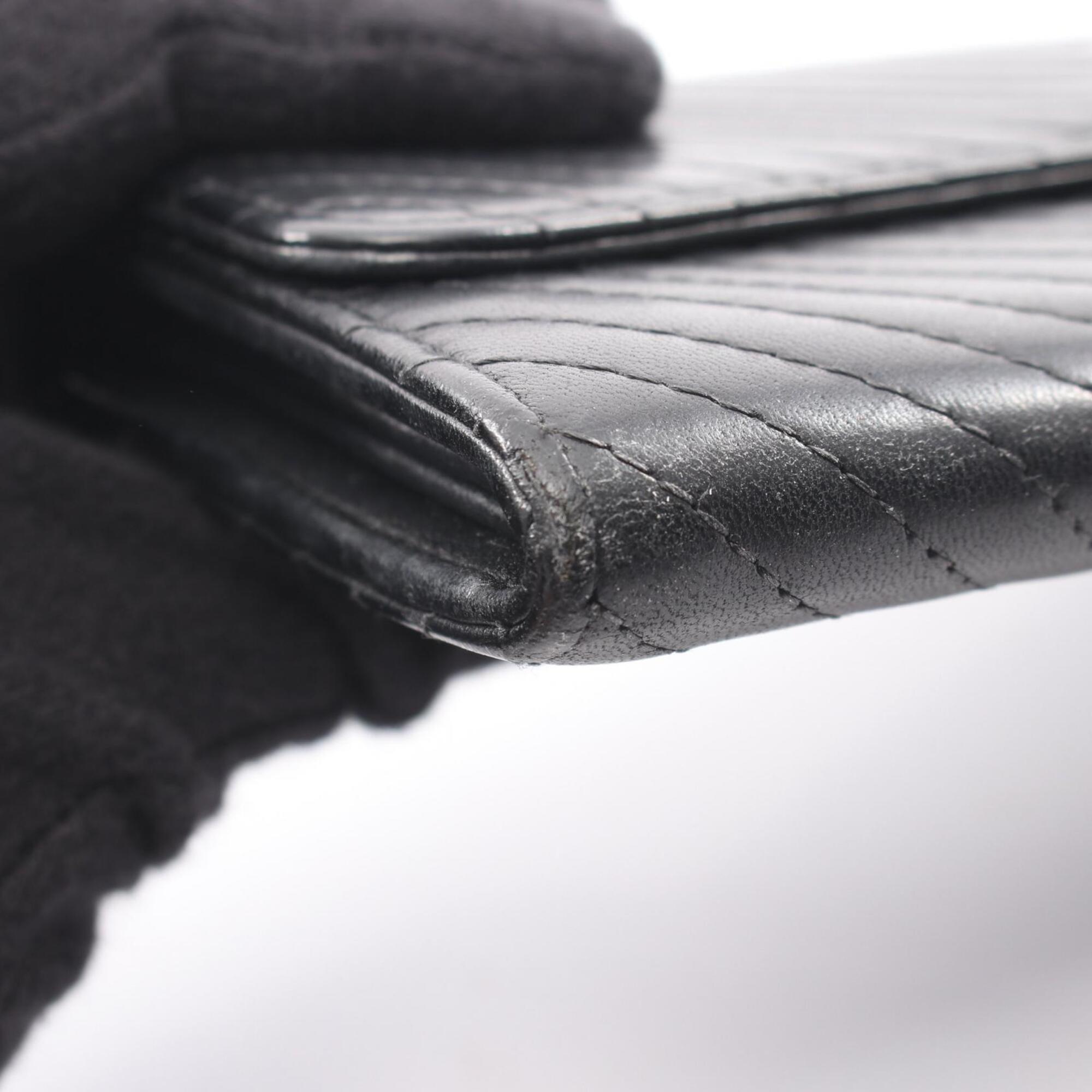 Chanel Black Leather Long Wallet (Bi-Fold) (Pre-Owned)