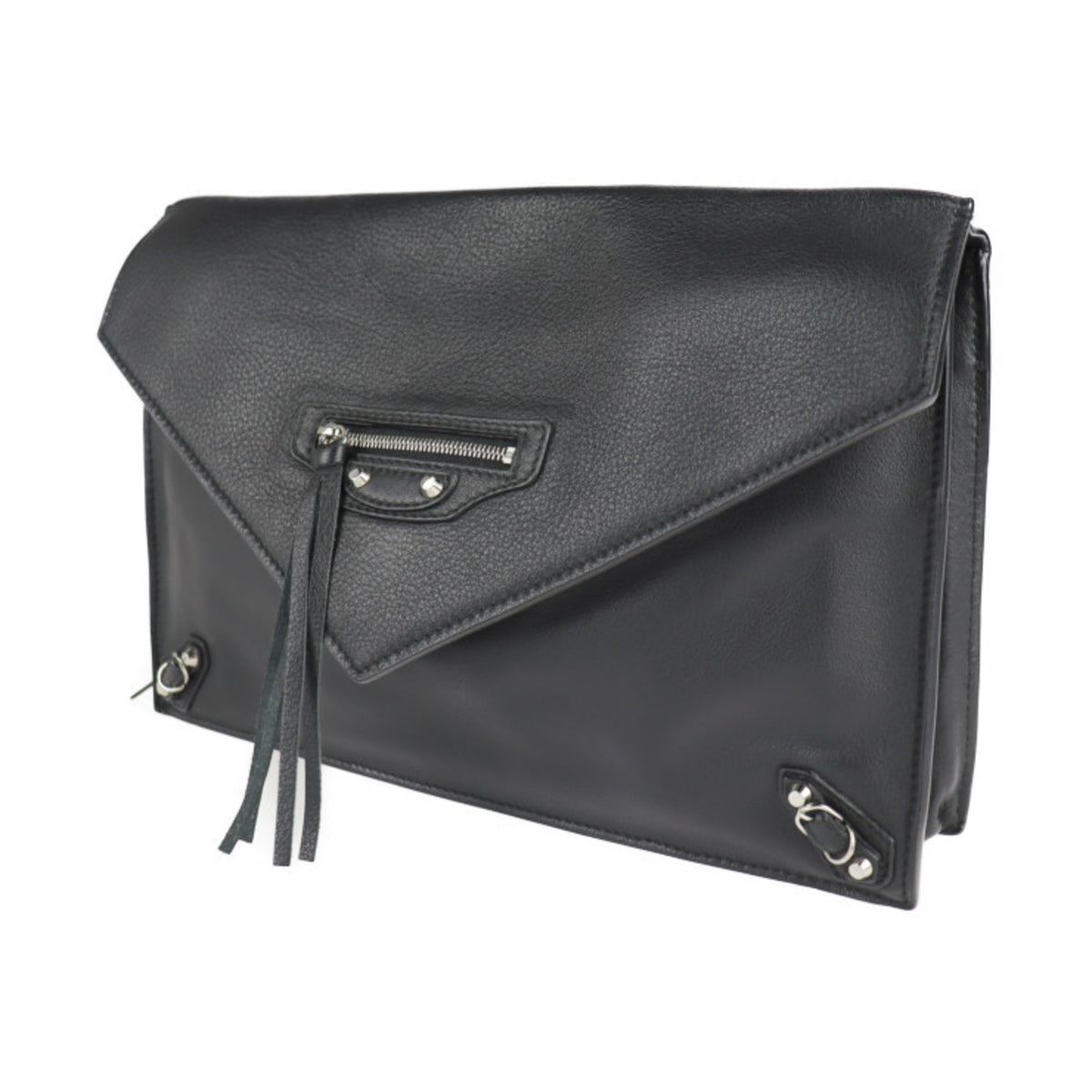 Balenciaga Paper Black Leather Clutch Bag (Pre-Owned)