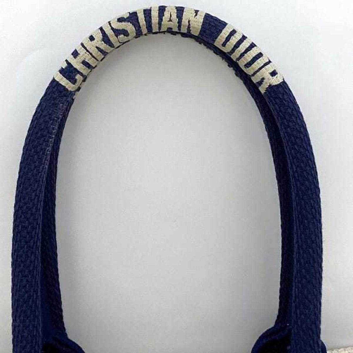 Christian Dior Navy Red Color White Canvas Handbag (Pre-Owned)