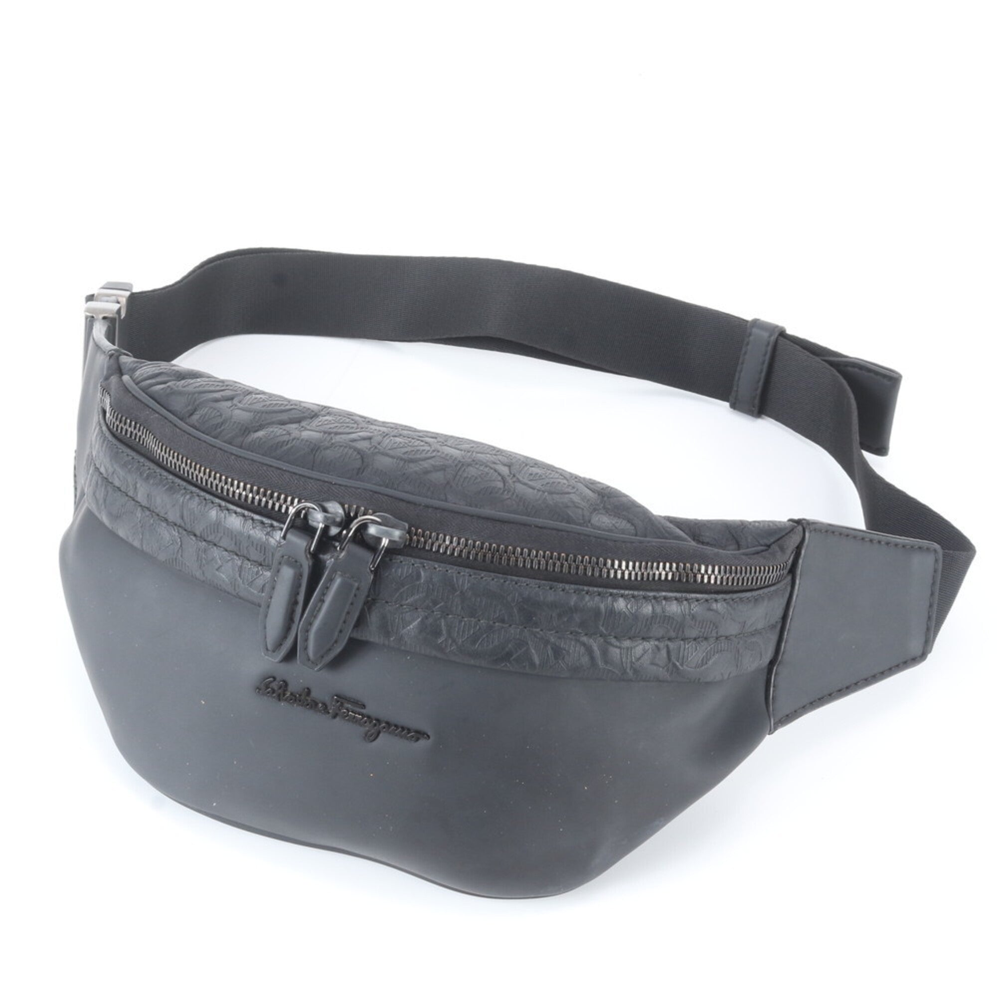Salvatore Ferragamo Black Leather Fanny Pack Pouch Sling Bag (Pre-Owned)