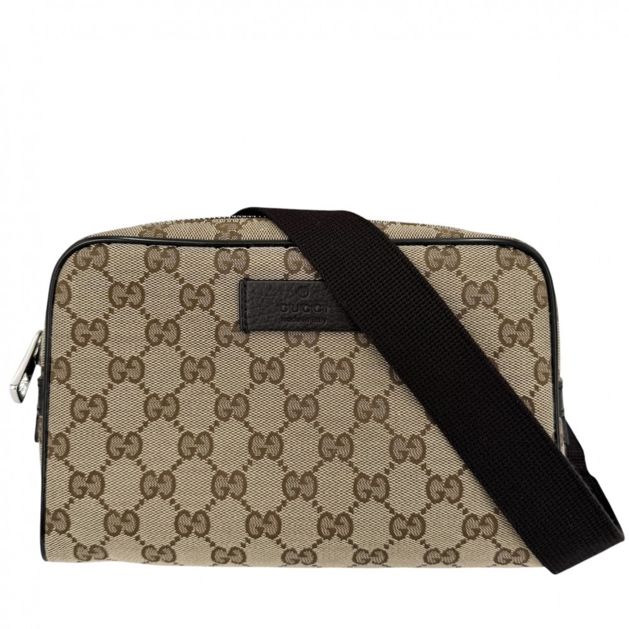 Gucci Brown Gg Canvas Leather Fanny Pack Sling Bag (Pre-Owned)