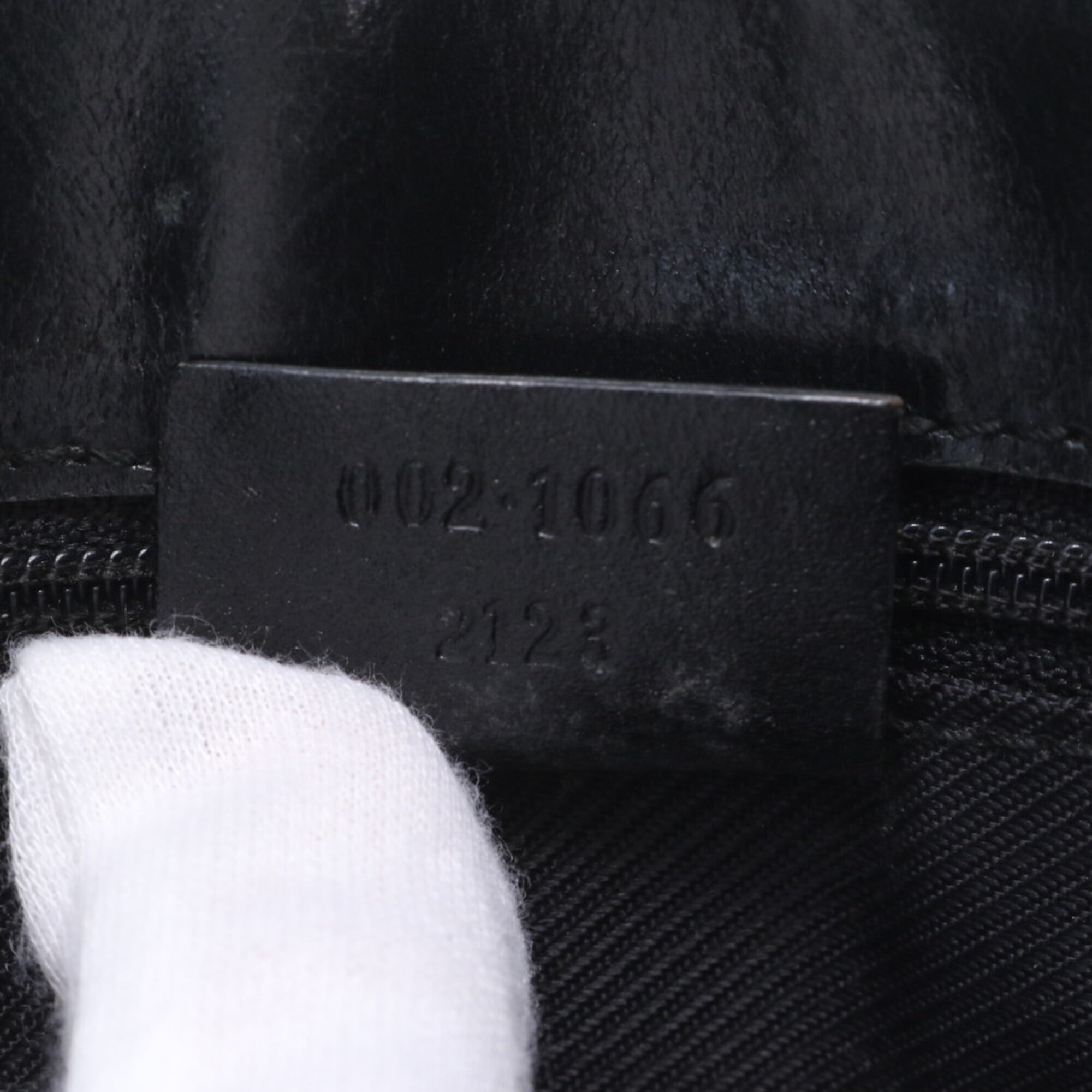 Gucci Jackie Black Leather Canvas Handbag Tote Bag (Pre-Owned)