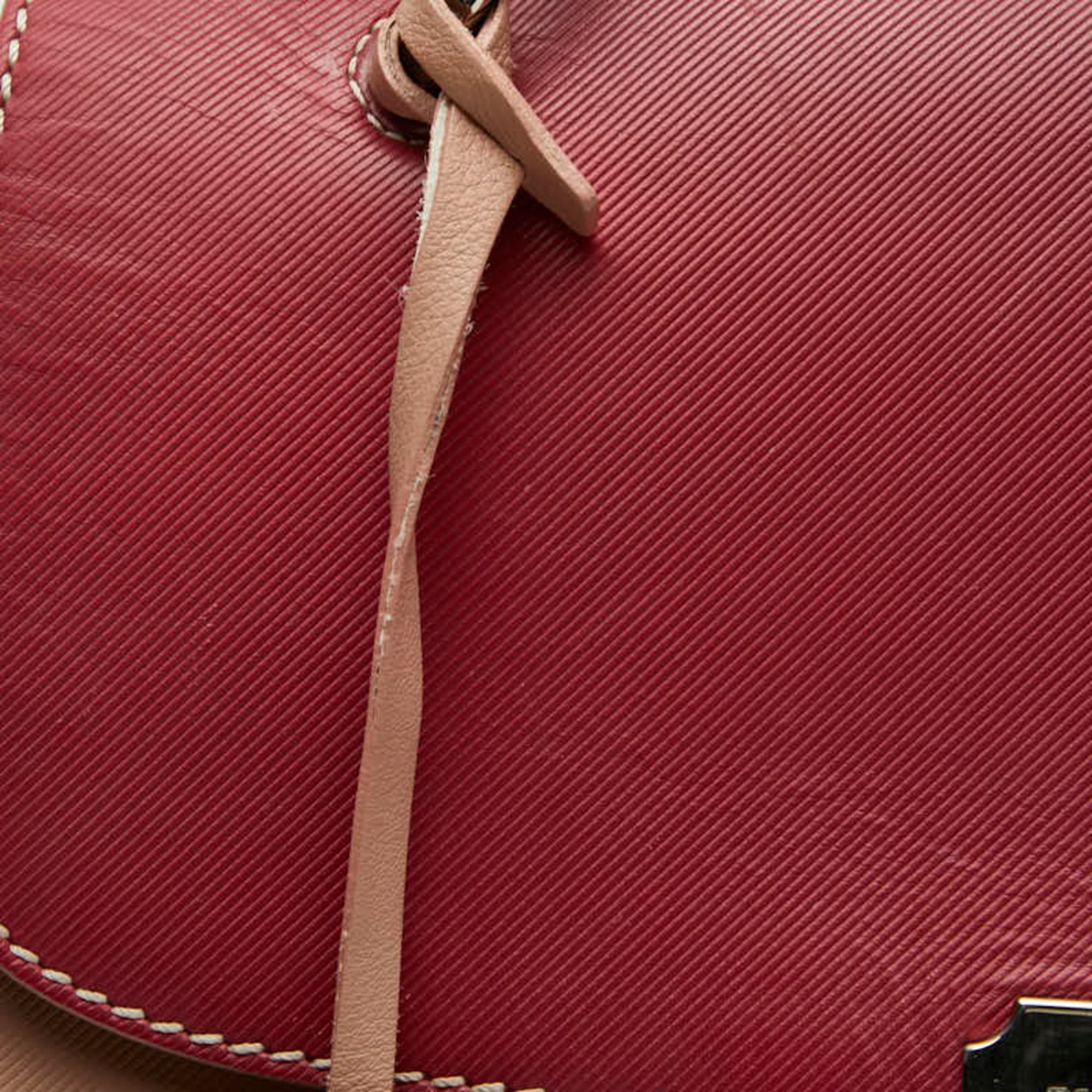 Burberry Pink Red Leather Handbag Shoulder Bag (Pre-Owned)