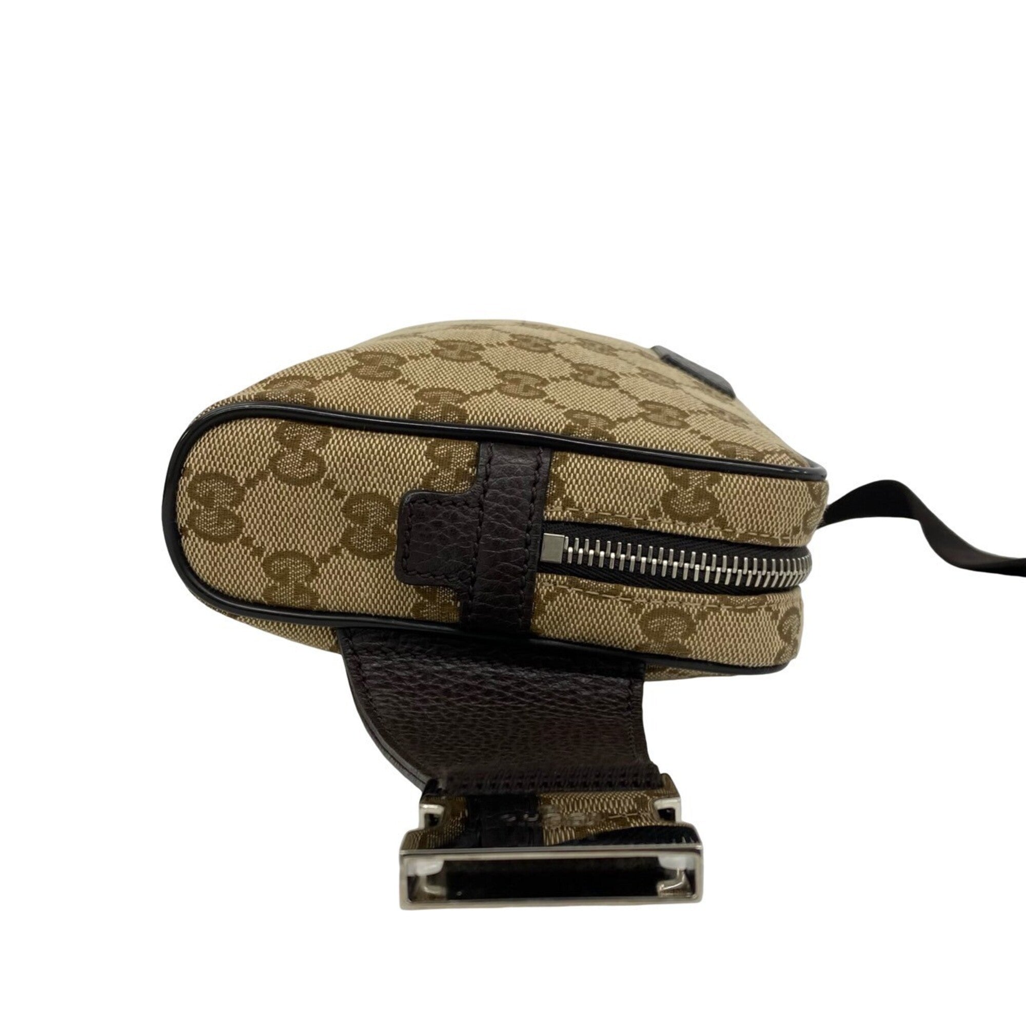 Gucci Brown Canvas Leather Pochette Pouch Sling Bag (Pre-Owned)