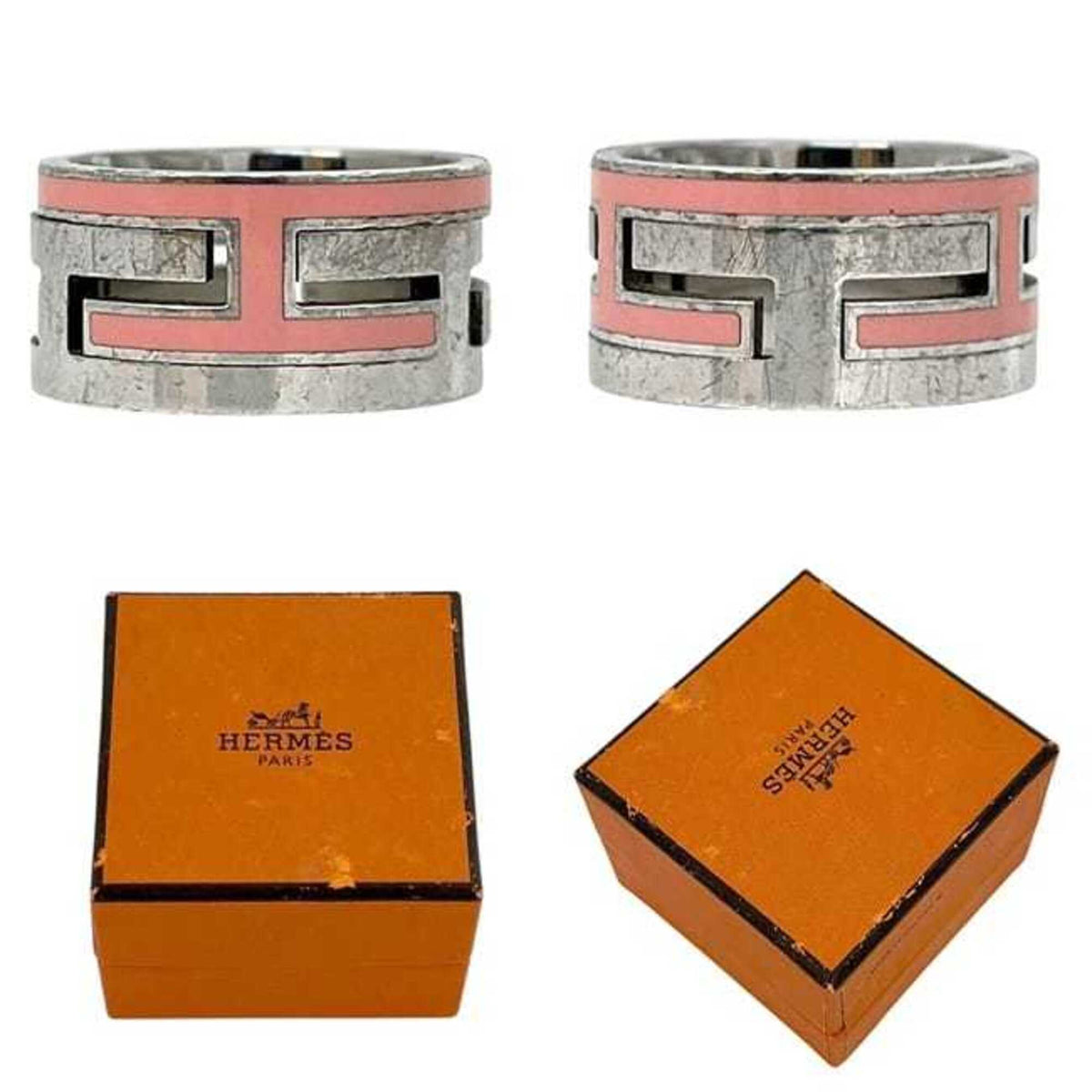 Hermes Silver Pink Silver 925 Band Ring (Pre-Owned)