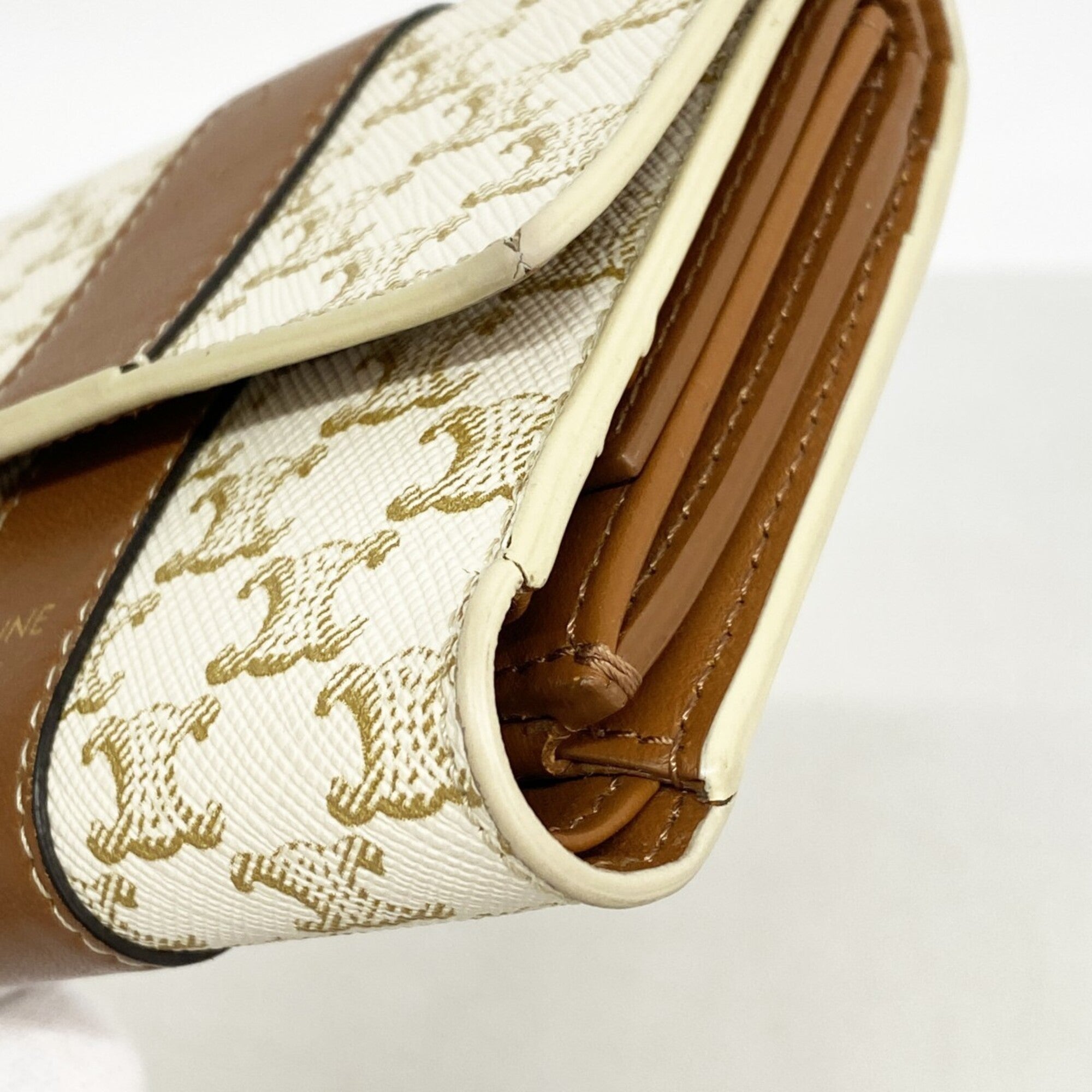 Celine Brown Ivory Pvc Wallet (Tri-Fold) (Pre-Owned)