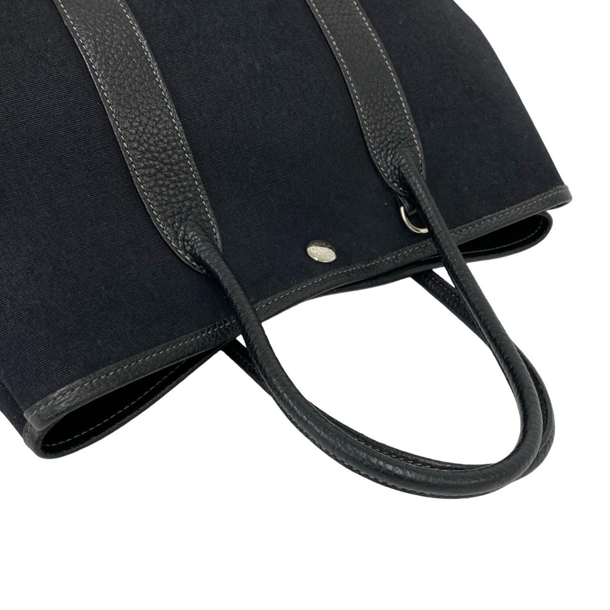 Hermes Mini Black Toile Officier Buffalo Leather Handbag Shoulder Bag (Pre-Owned)