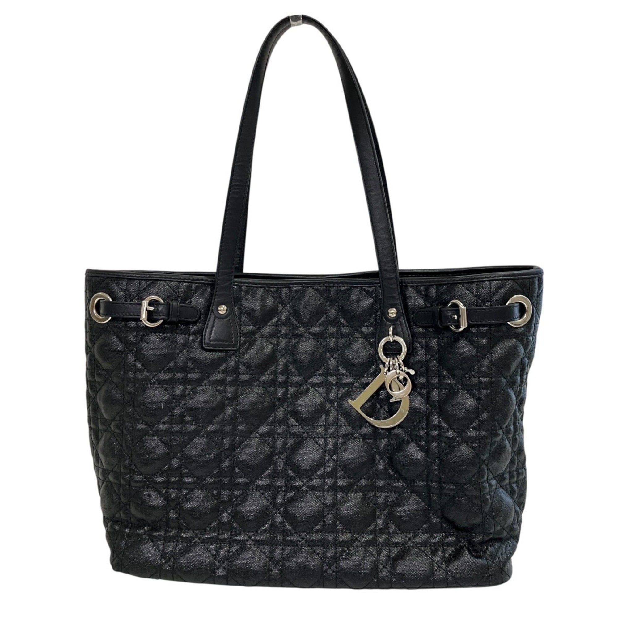 Christian Dior Black Canvas Leather Tote Bag (Pre-Owned)