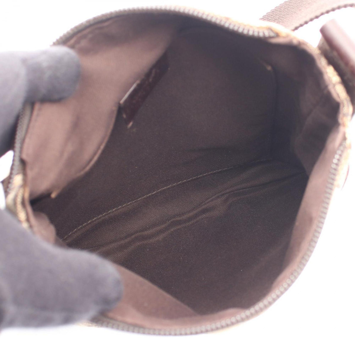 Gucci Beige Brown Canvas Leather Handbag Shoulder Bag (Pre-Owned)