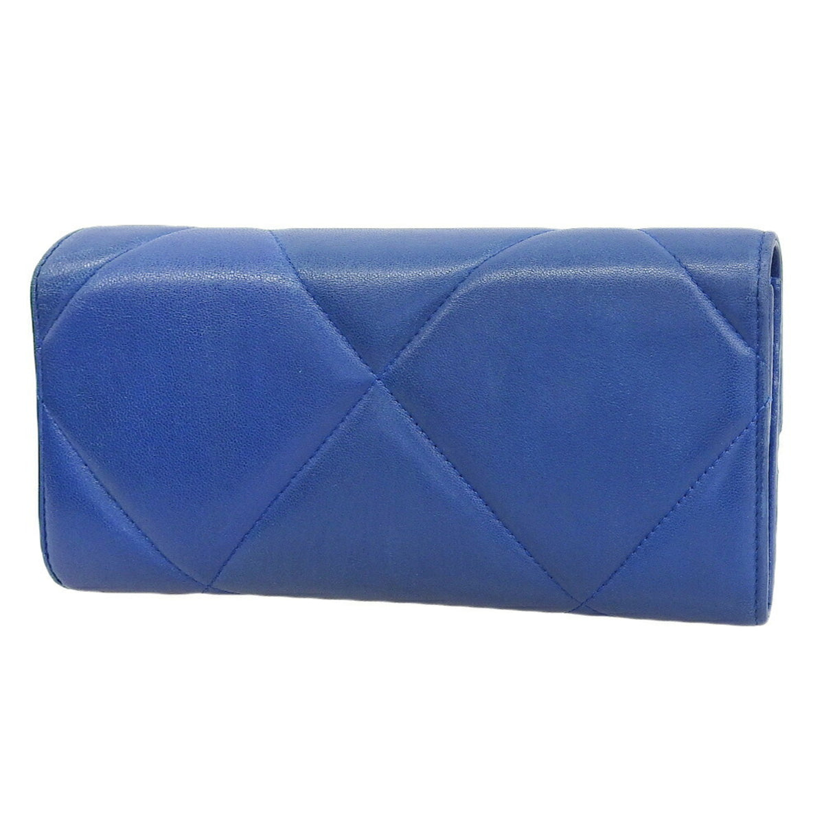 Chanel Blue Leather Long Wallet (Bi-Fold) (Pre-Owned)