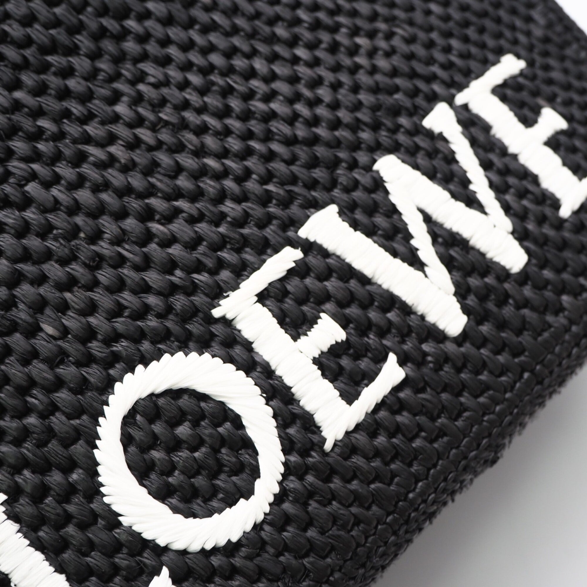 Loewe Black White Raffia Leather Handbag (Pre-Owned)